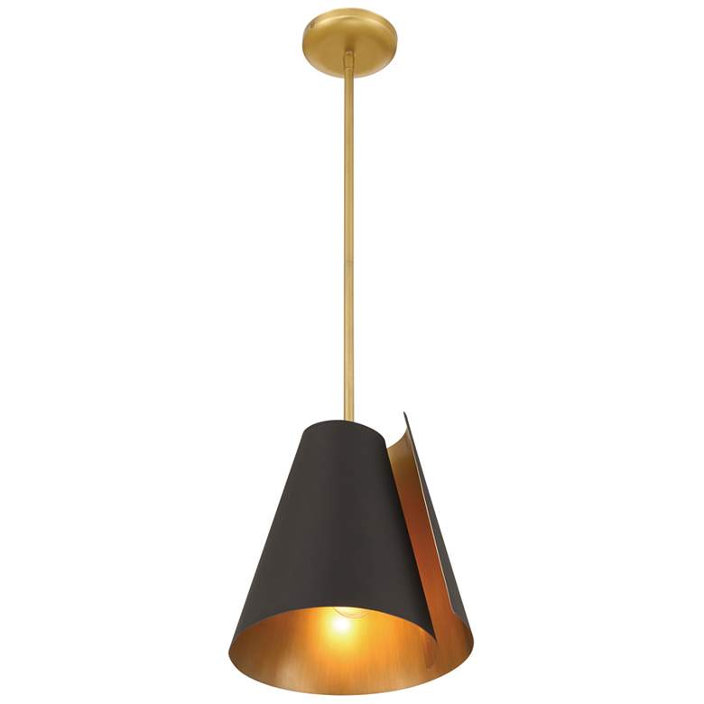 Image 5 Minka-Lavery Hillcrest 1-Light 12-in Dark Bronze and Legacy Brass Pendant more views