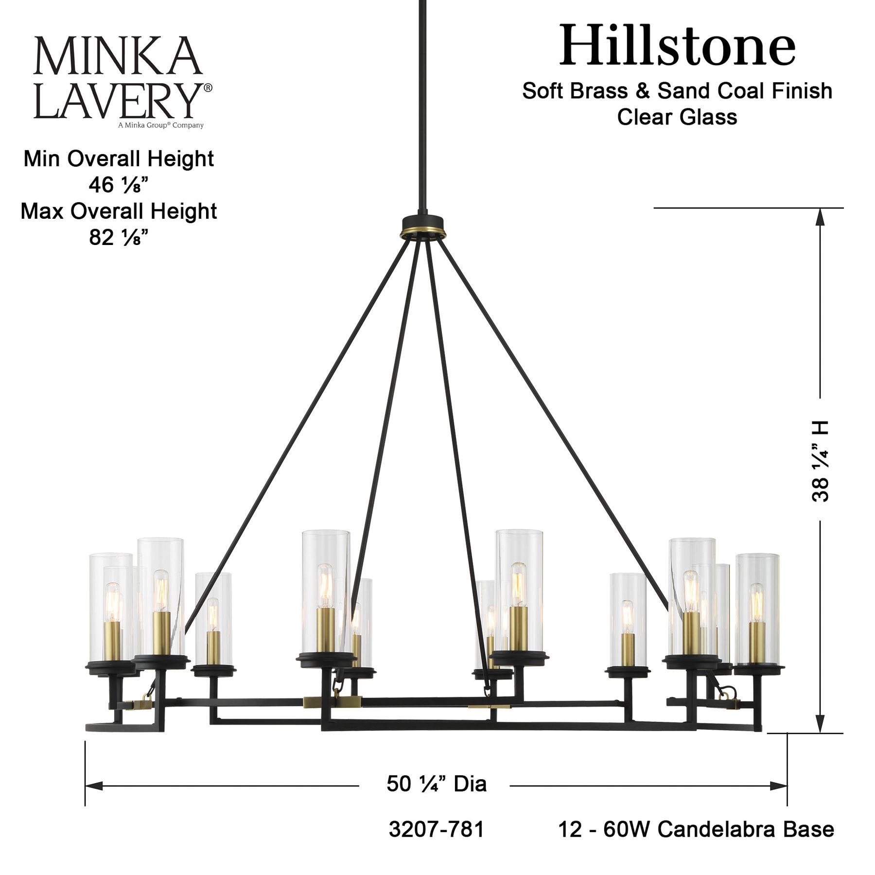Image 5 Minka-Lavery Hillstone 12-Light Black and Soft Brass Chandelier more views
