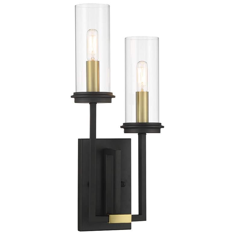 Image 1 Minka-Lavery Hillstone 2-Light Black and Soft Brass Wall Sconce