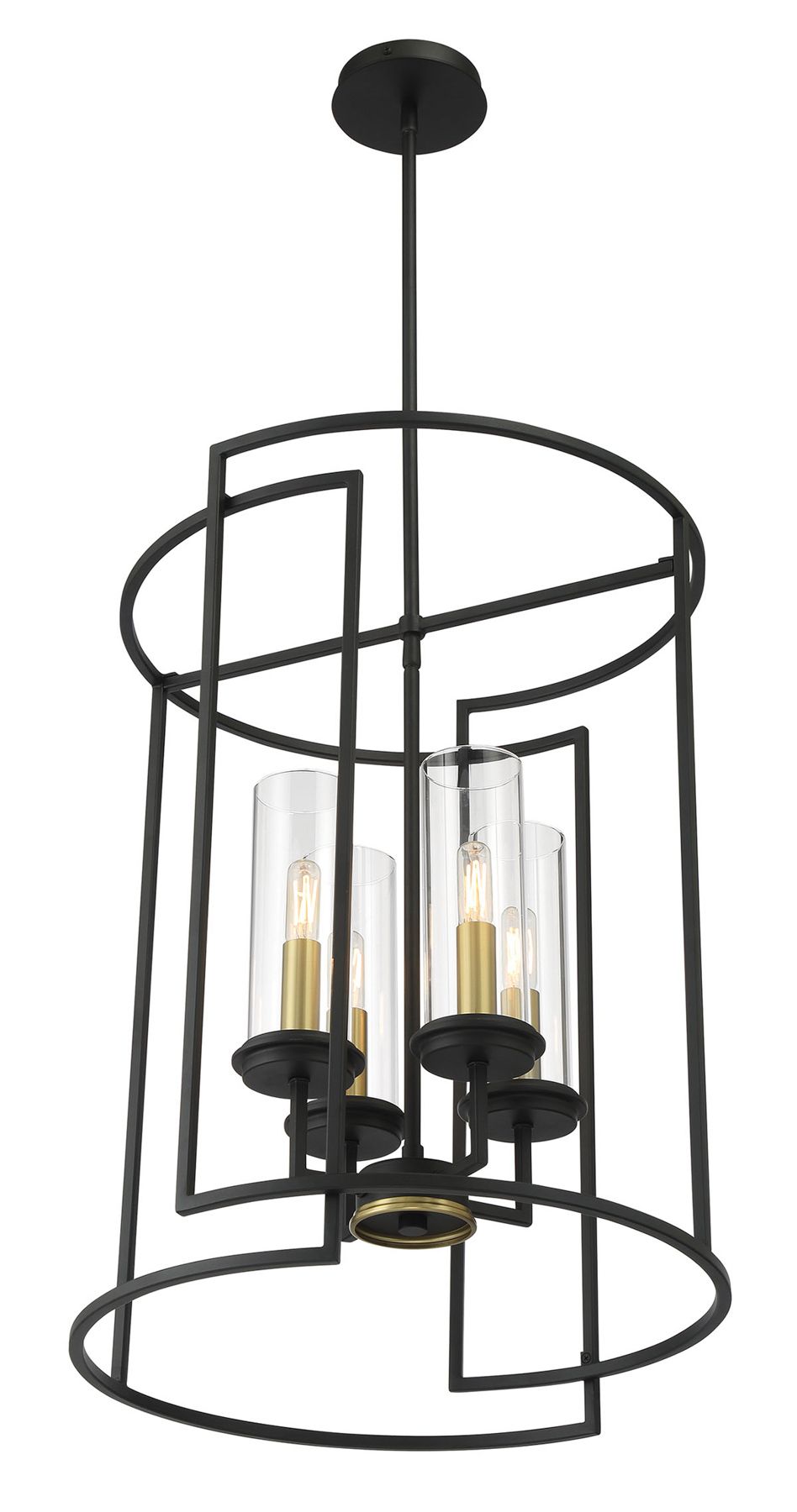 Minka-Lavery Hillstone 4-Light Black and Soft Brass Pendant