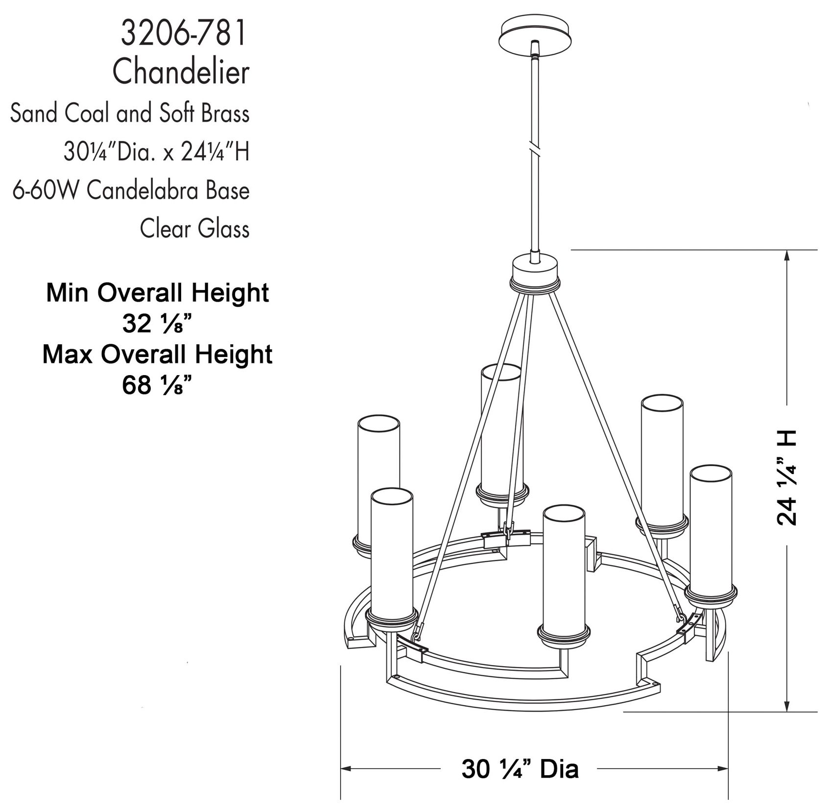 Image 3 Minka-Lavery Hillstone 6-Light Black and Soft Brass Chandelier more views
