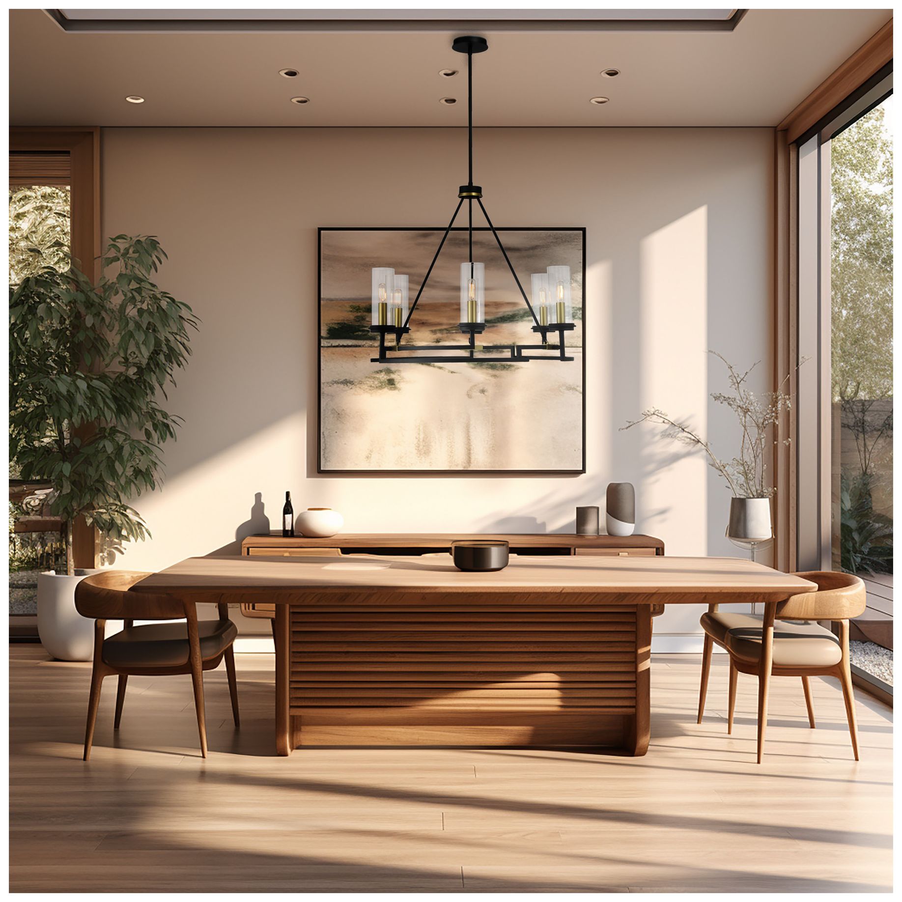 Minka-Lavery Hillstone 6-Light Black and Soft Brass Chandelier