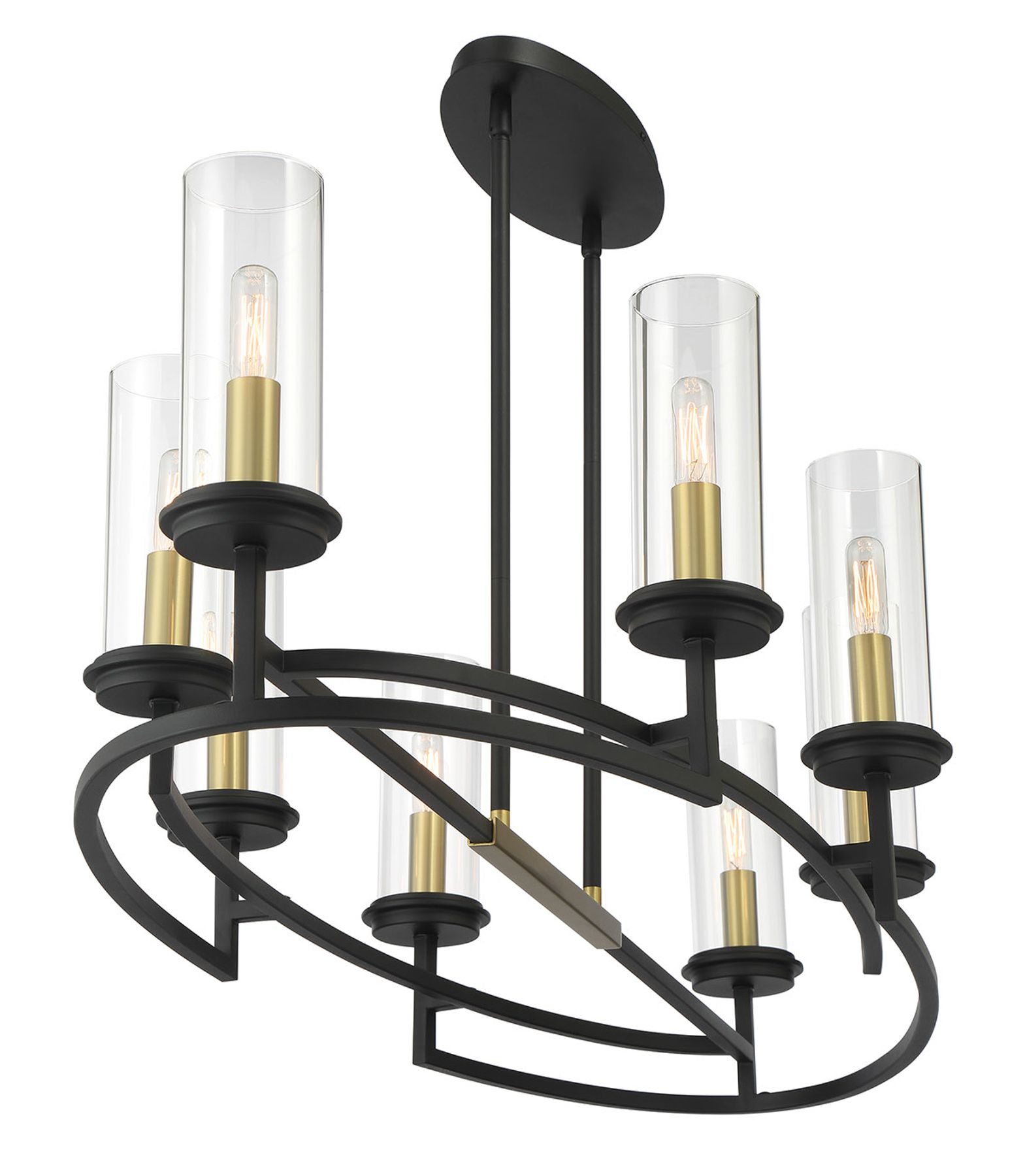 Minka-Lavery Hillstone 8-Light Black and Soft Brass Island Chandelier