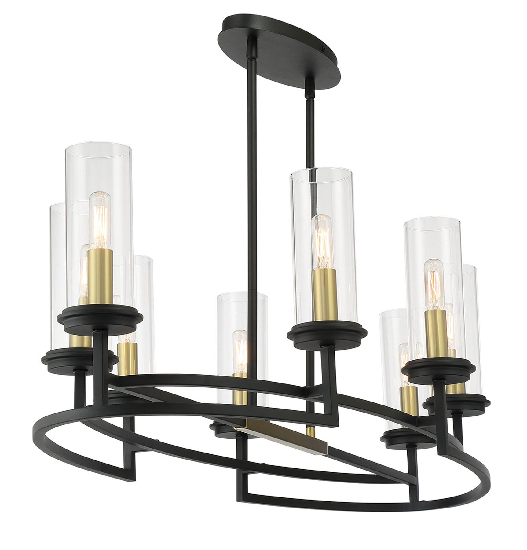 Minka-Lavery Hillstone 8-Light Black and Soft Brass Island Chandelier
