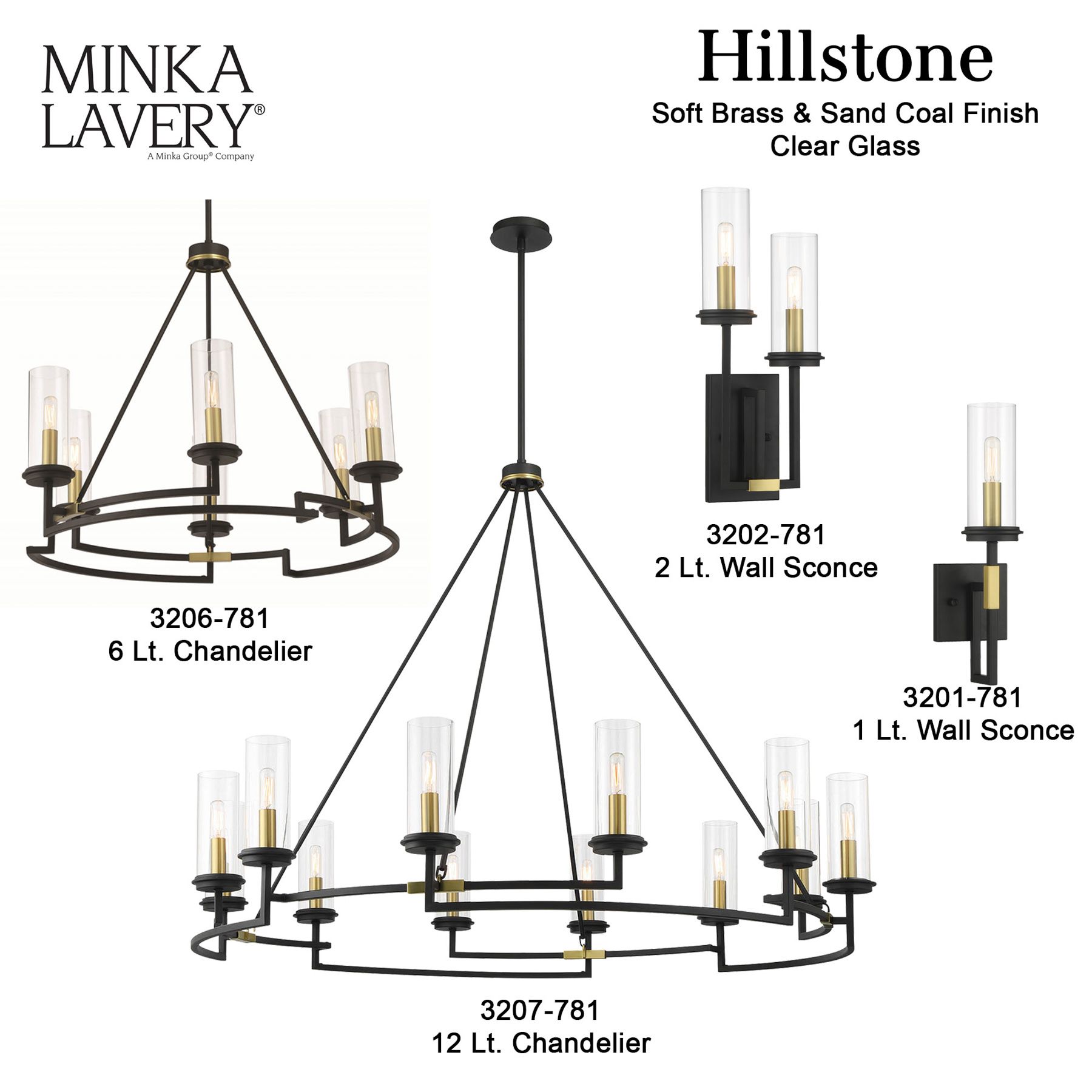 Minka-Lavery Hillstone 9-Light Black and Soft Brass Chandelier