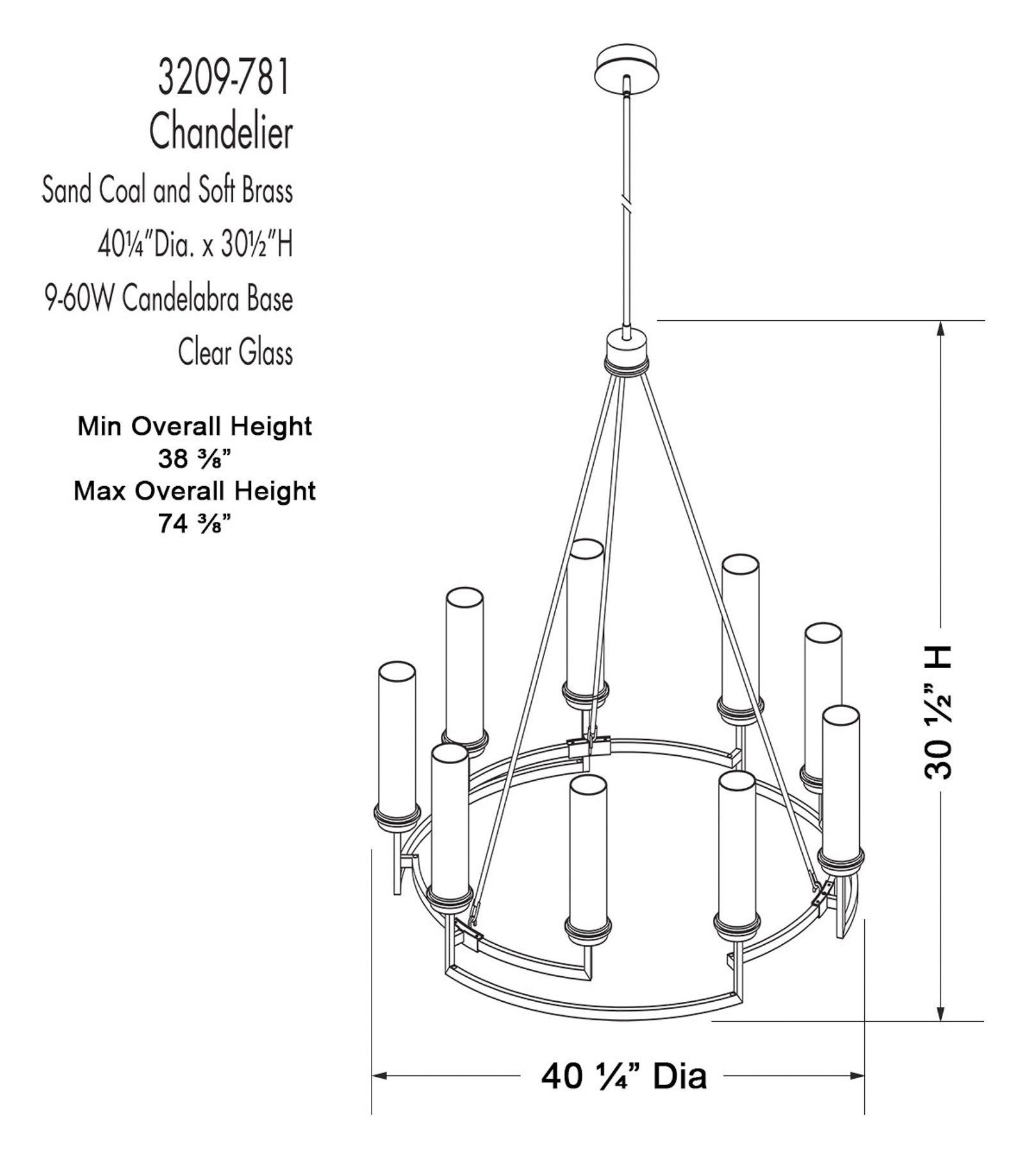 Image 5 Minka-Lavery Hillstone 9-Light Black and Soft Brass Chandelier more views