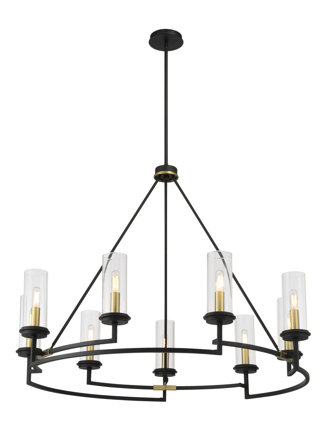 Minka-Lavery Hillstone 9-Light Black and Soft Brass Chandelier