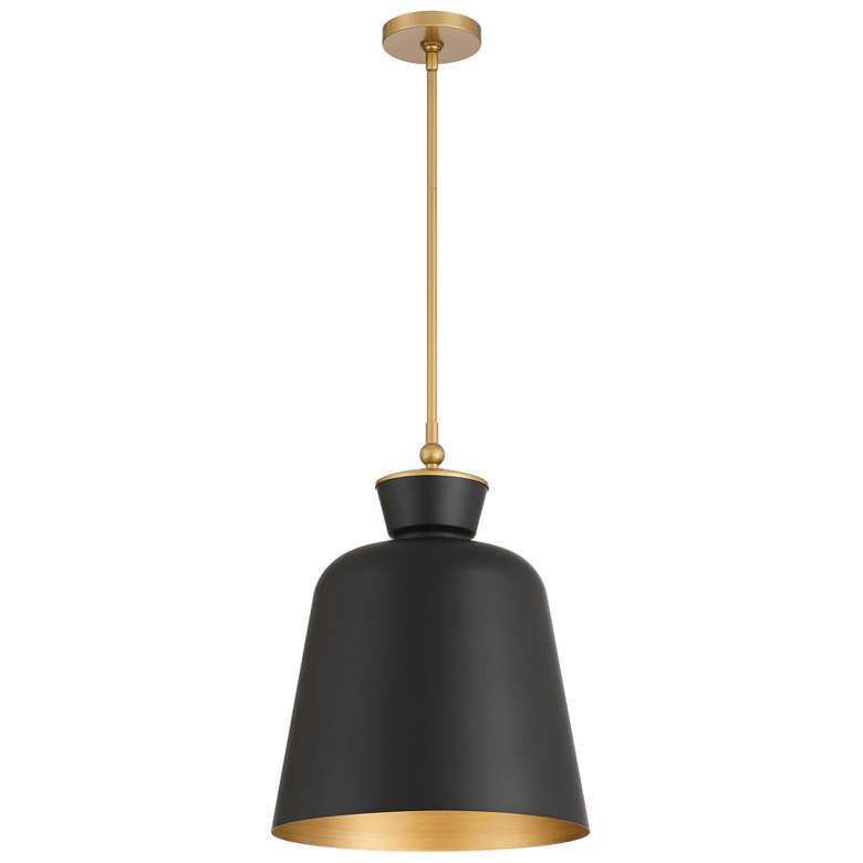 Image 1 Minka Lavery Holloway 1-Light 15-in Brass and Matte Black Pending Lighting