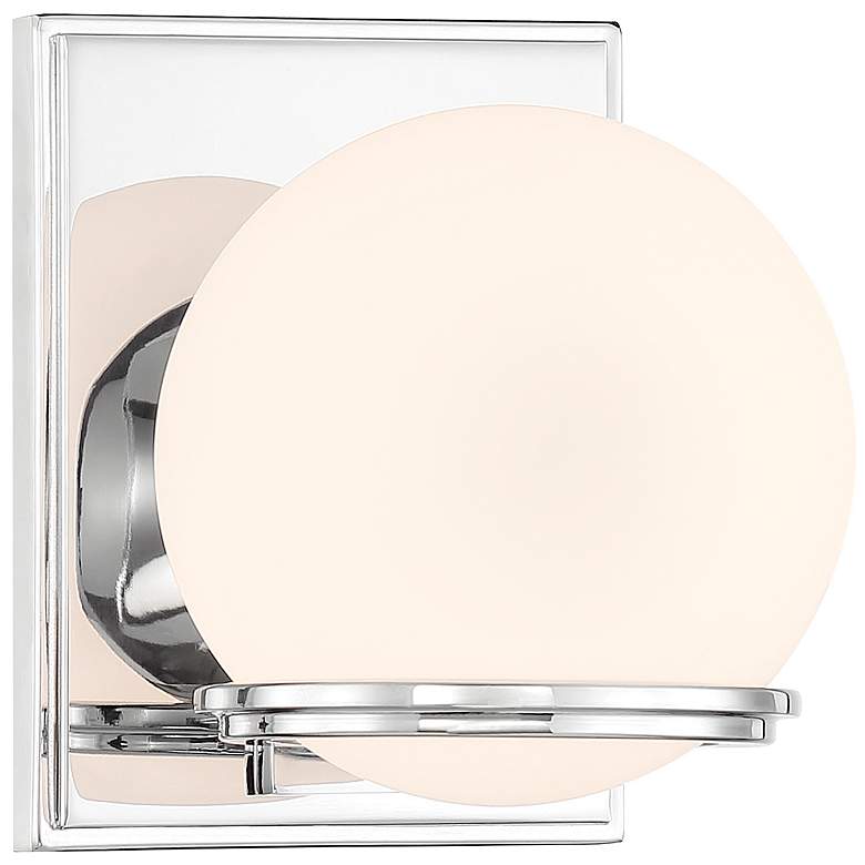 Image 1 Minka-Lavery Hollywood Nights 1-Light Chrome Vanity with Opal Glass Shade