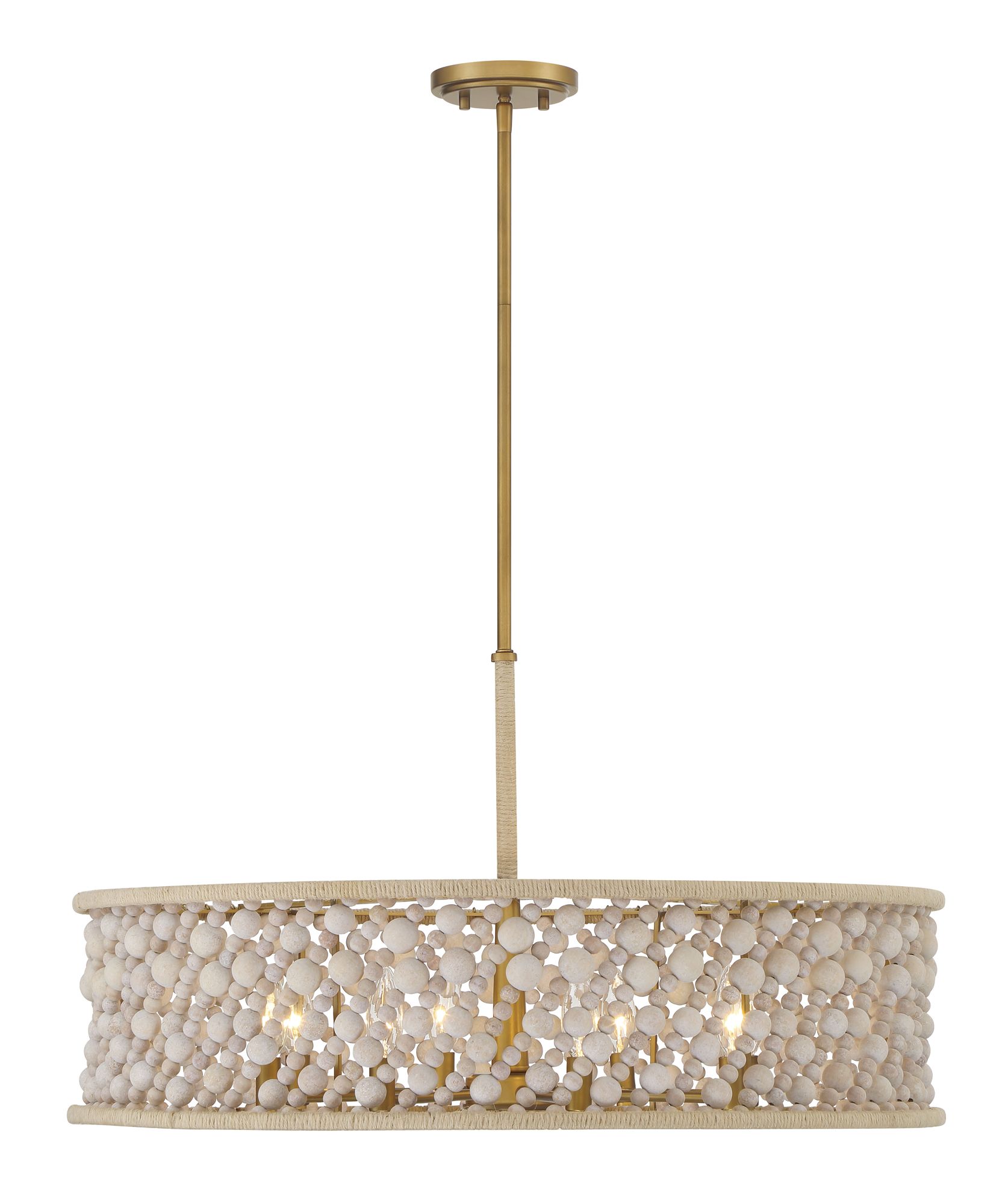 Image 3 Minka-Lavery Horsmore 8-Light 29.5-in Brass Pendant with Wooden Beads Shade more views