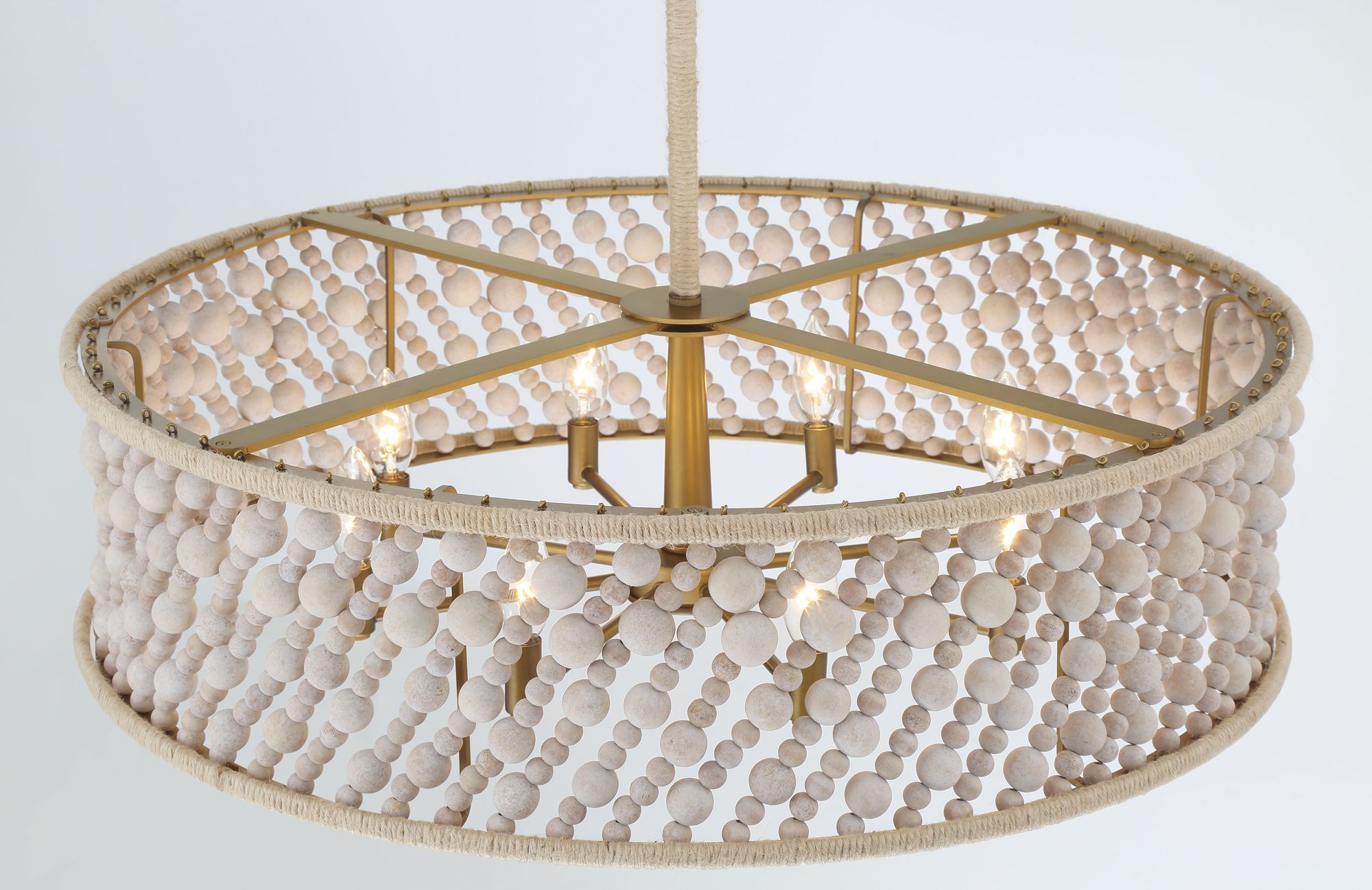 Image 7 Minka-Lavery Horsmore 8-Light 29.5-in Brass Pendant with Wooden Beads Shade more views