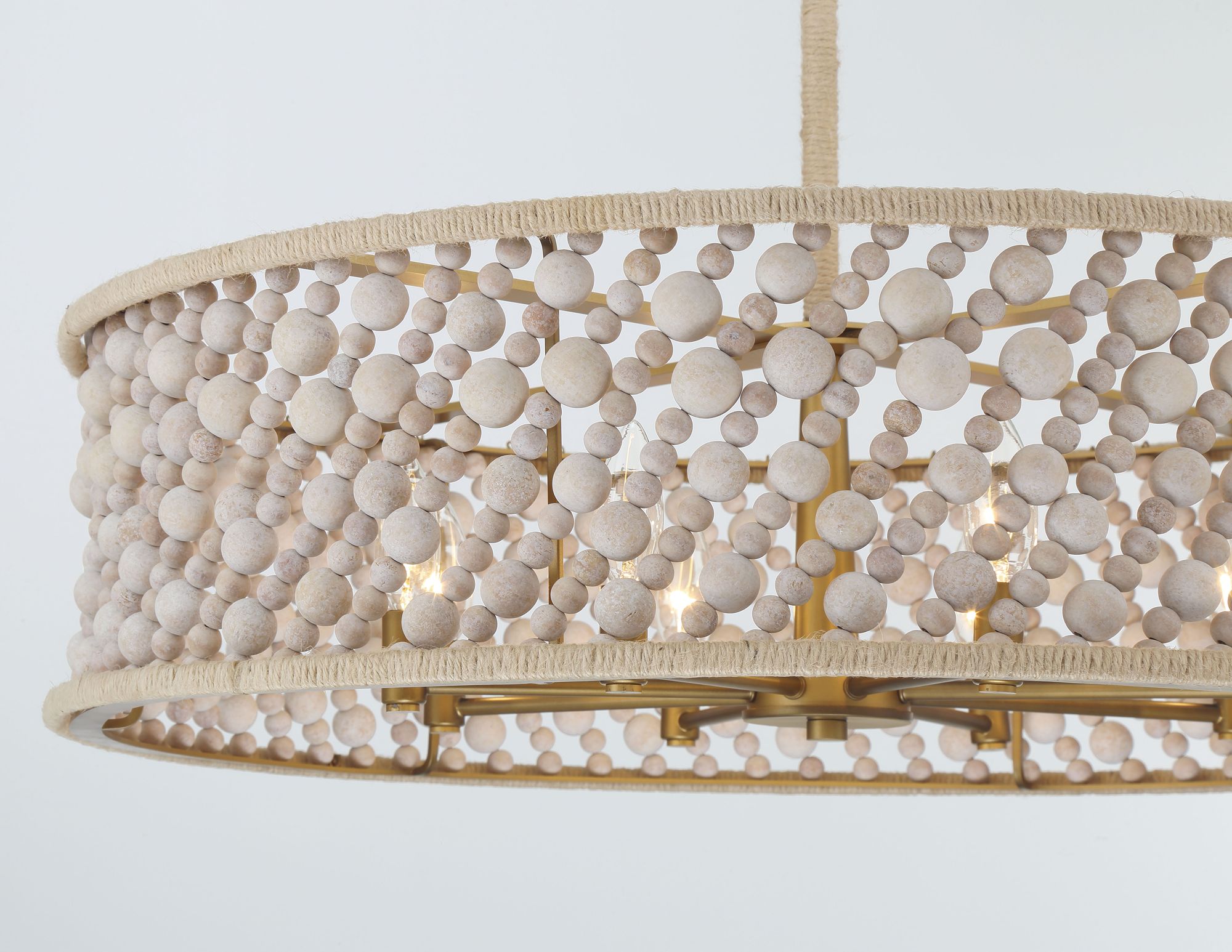 Minka-Lavery Horsmore 8-Light 29.5-in Brass Pendant with Wooden Beads Shade