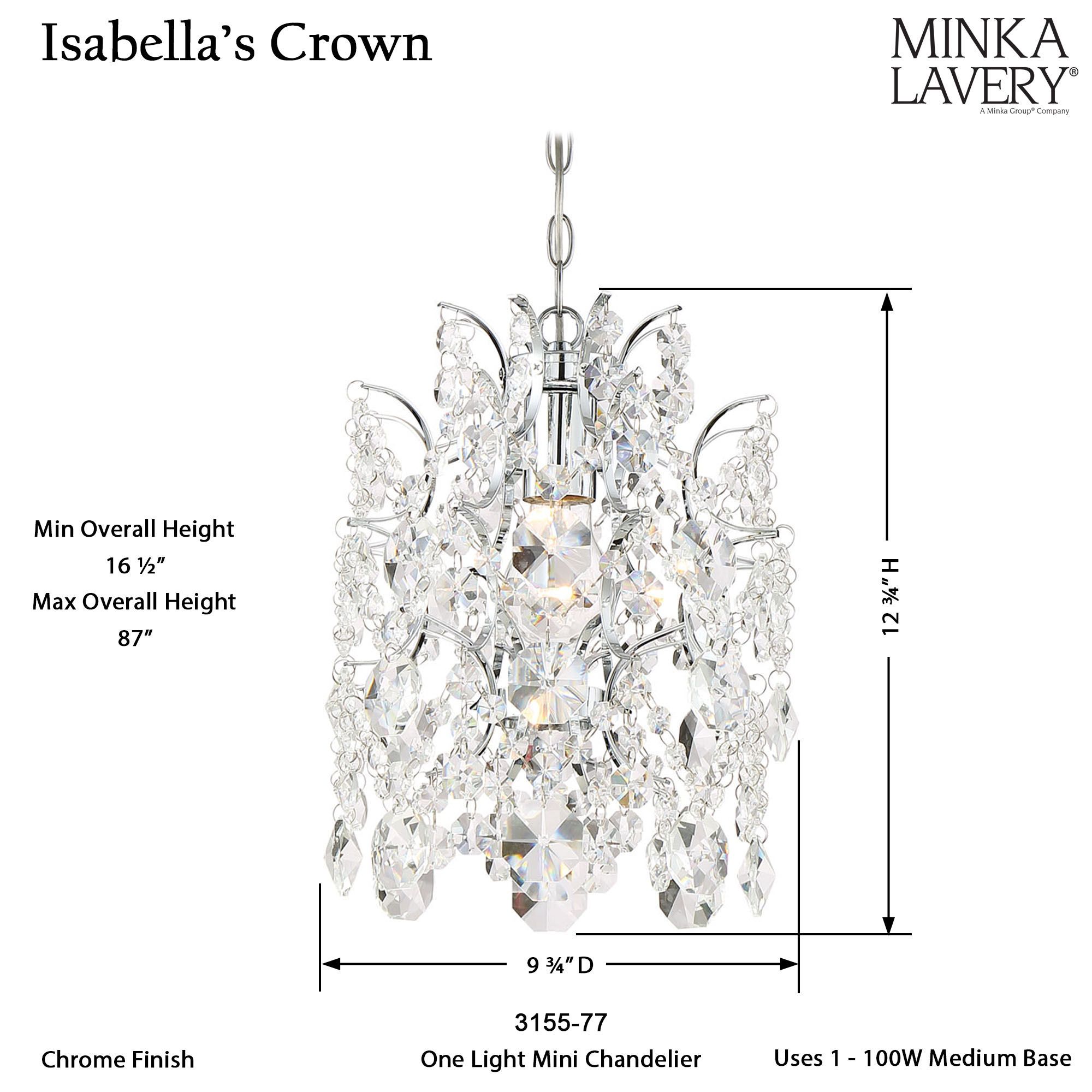 Minka-Lavery Isabella's Crown 1-Light Chrome and Crystal Mini Pendant