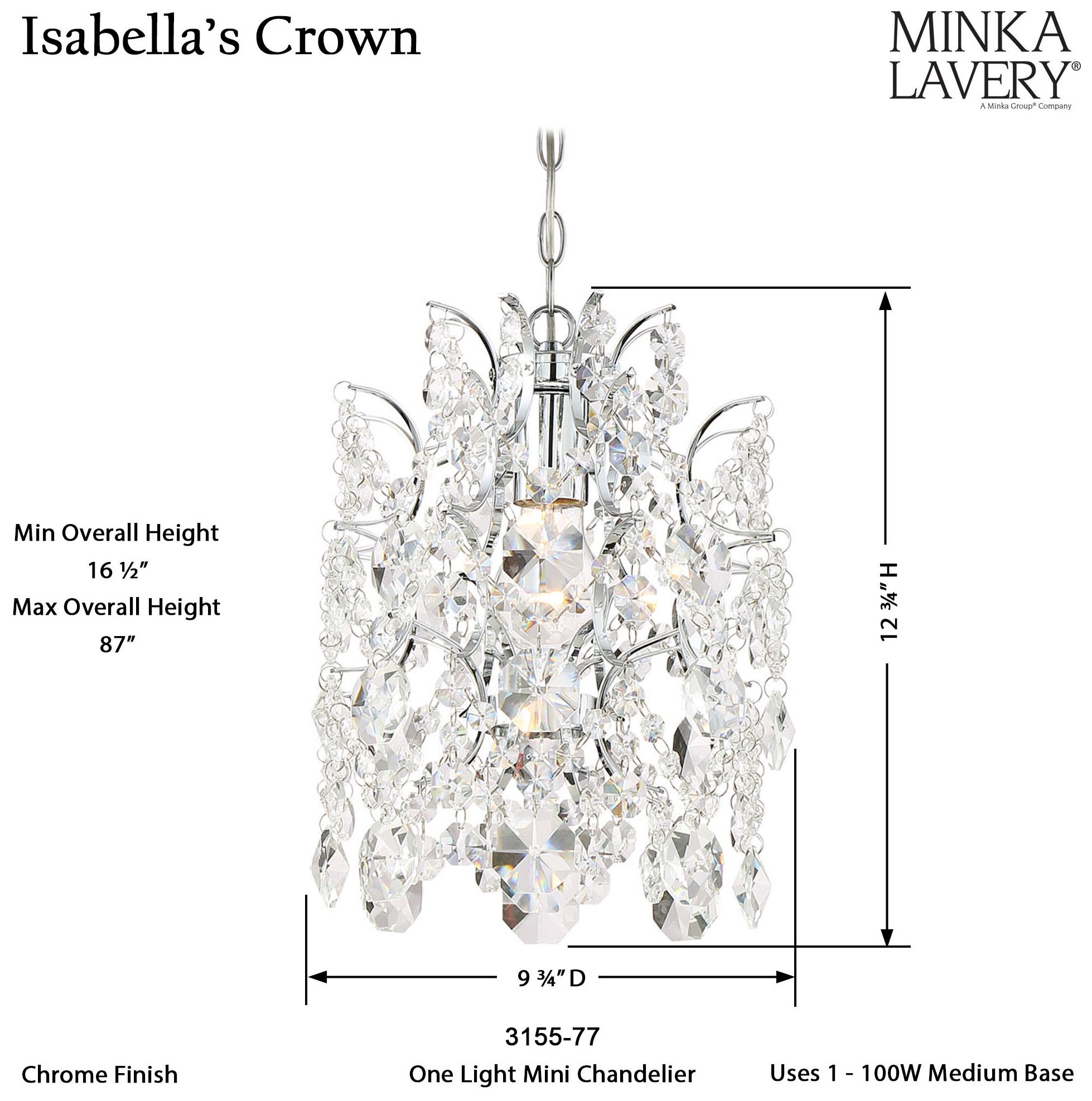 Image 7 Minka-Lavery Isabella's Crown 1-Light Chrome Mini Pendant more views