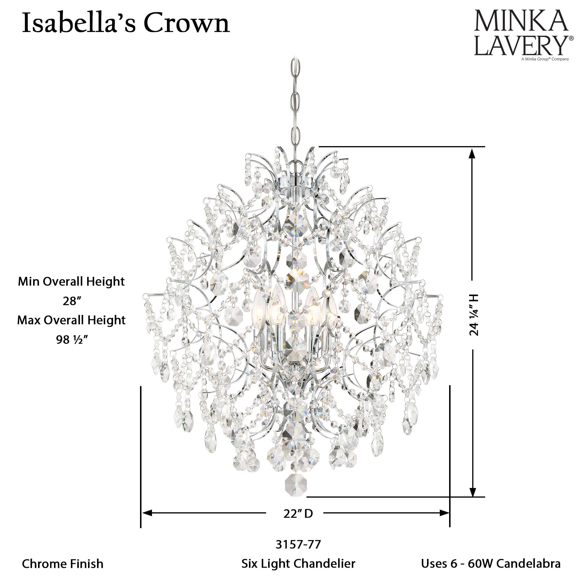 Image 7 Minka-Lavery Isabella's Crown 6-Light Chrome and Crystal Chandelier more views