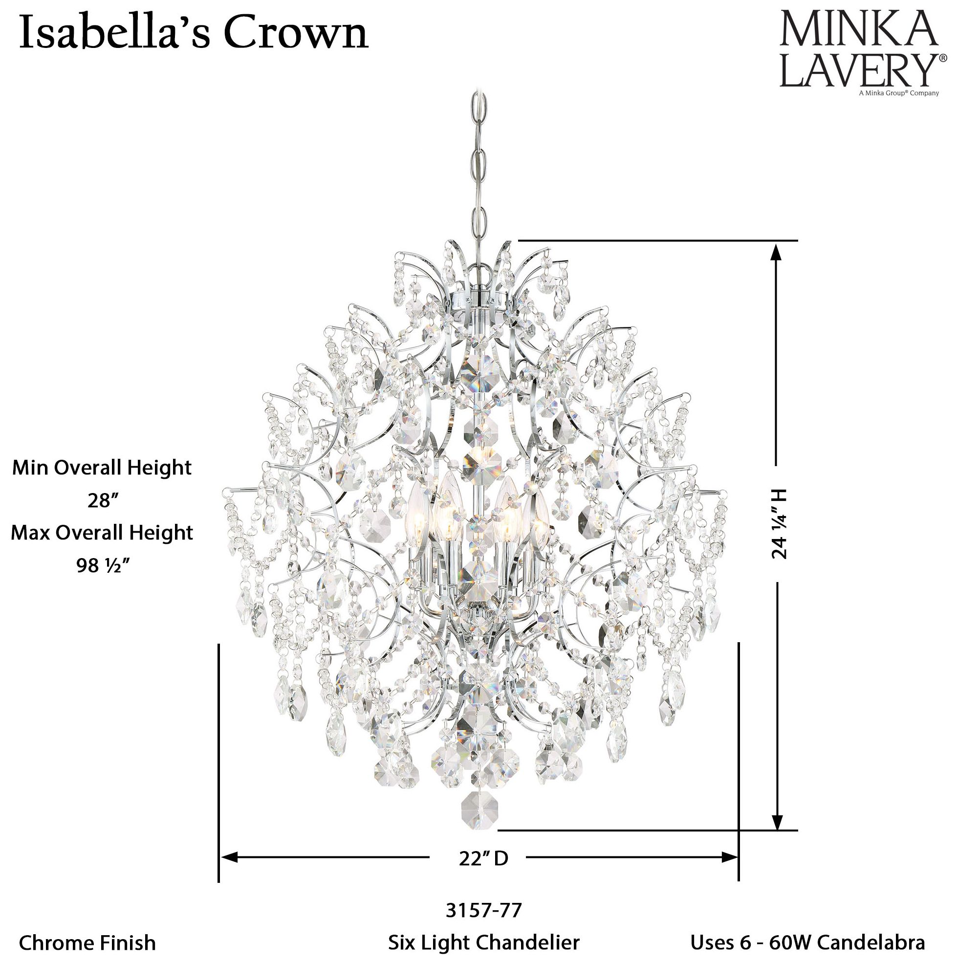 Image 7 Minka-Lavery Isabella's Crown 6-Light Chrome Chandelier more views