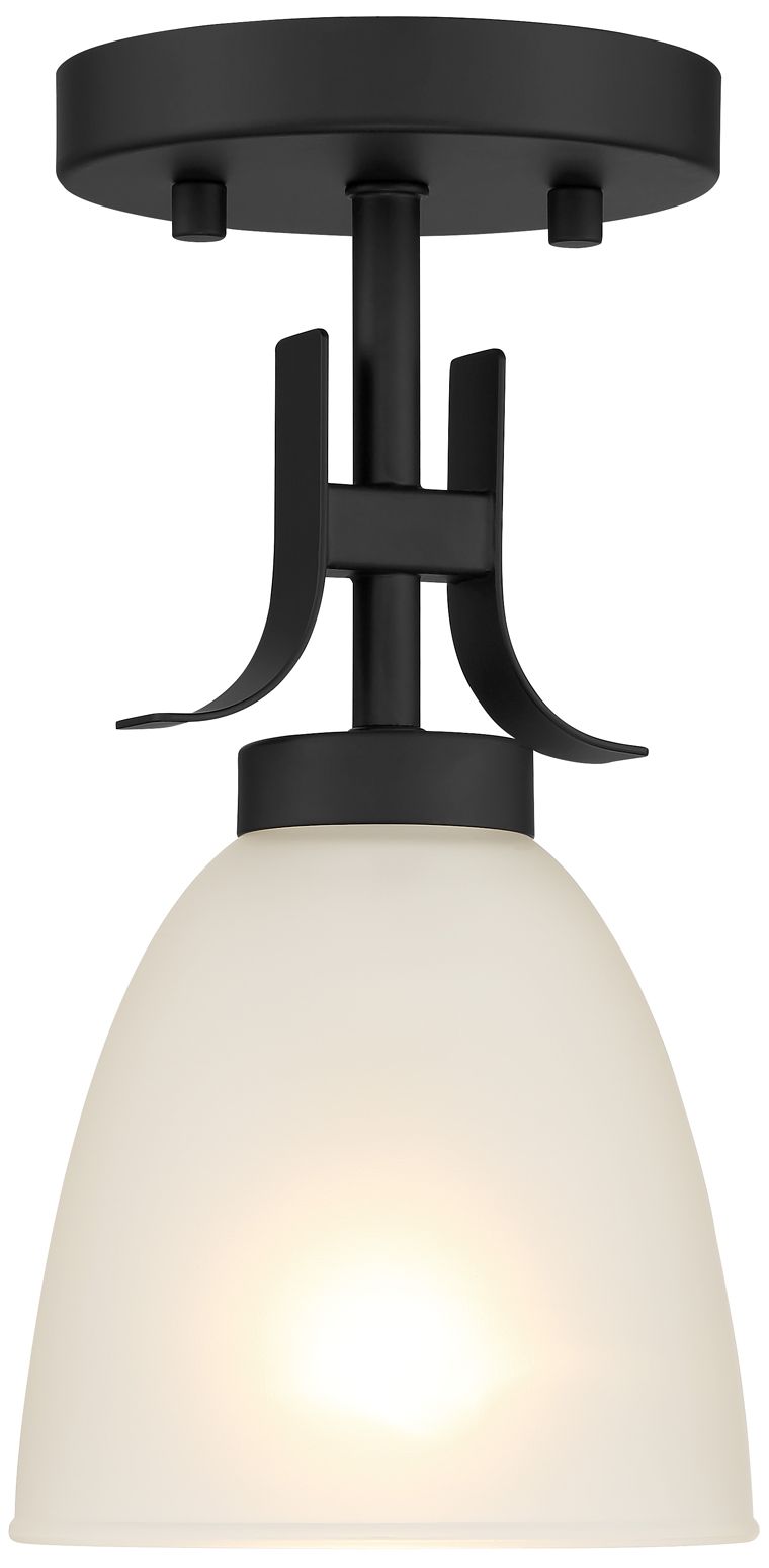 Thumbnail1 of Minka-Lavery Kaitlen 1-Light Coal Black Pendant to Semi-Flush
