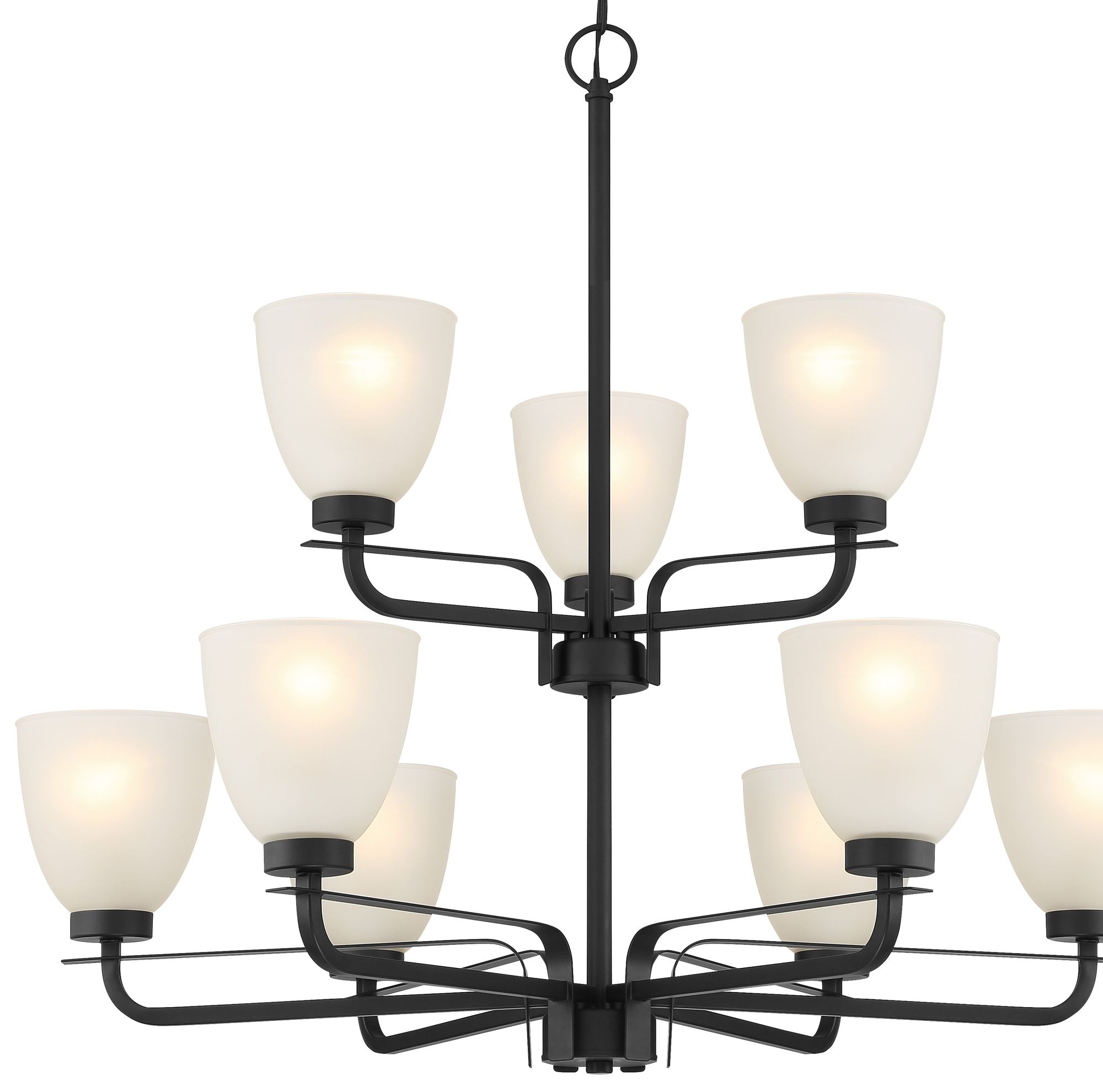 Image 3 Minka-Lavery Kaitlen 9-Light Coal Black Chandelier with White Glass Shades more views