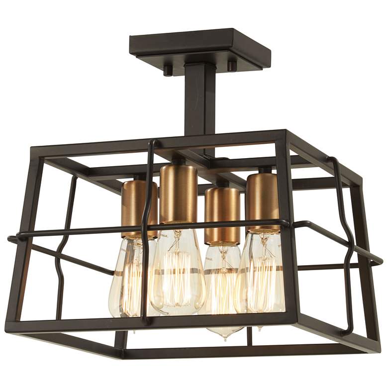 Image 1 Minka-Lavery Keeley Calle 4-Light Bronze and Brass Semi Flush