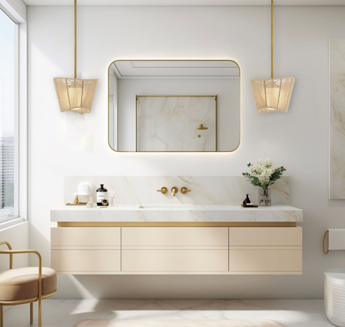 Thumbnail2 of Minka-Lavery Key Largo 1-Light Soft Brass Mini Pendant more views