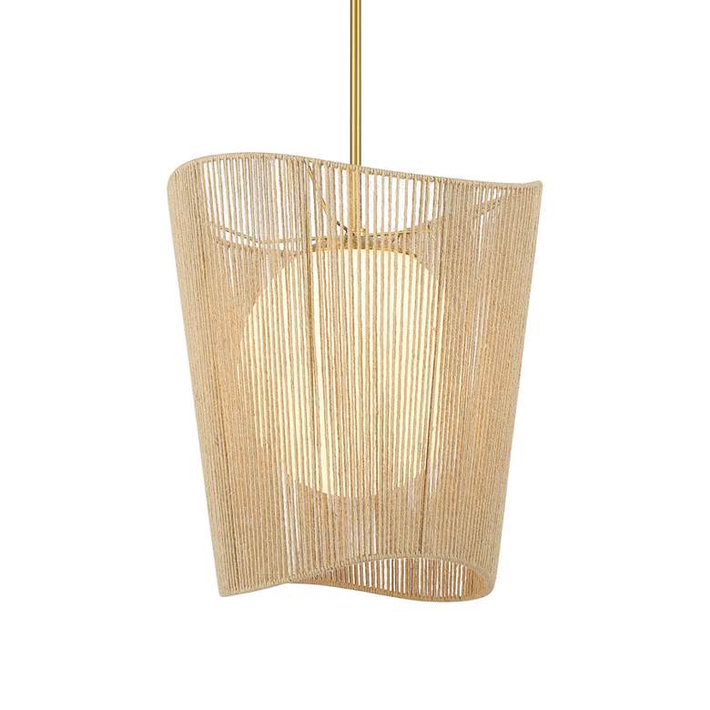 Image 2 Minka-Lavery Key Largo 1-Light Soft Brass Pendant with Etched Opal Glass more views
