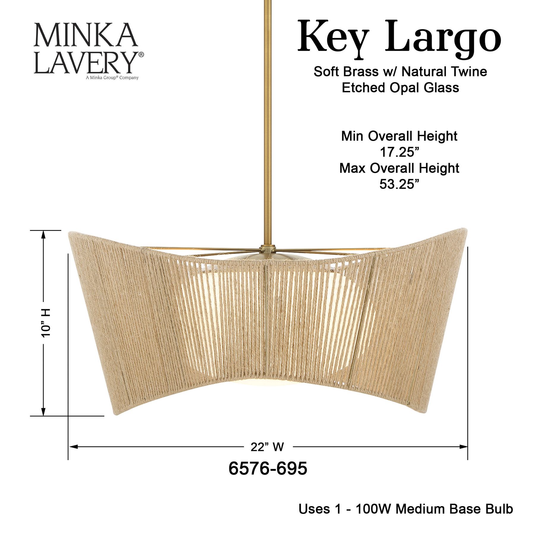 Minka-Lavery Key Largo 1-Light Soft Brass Pendant with Etched Opal Glass