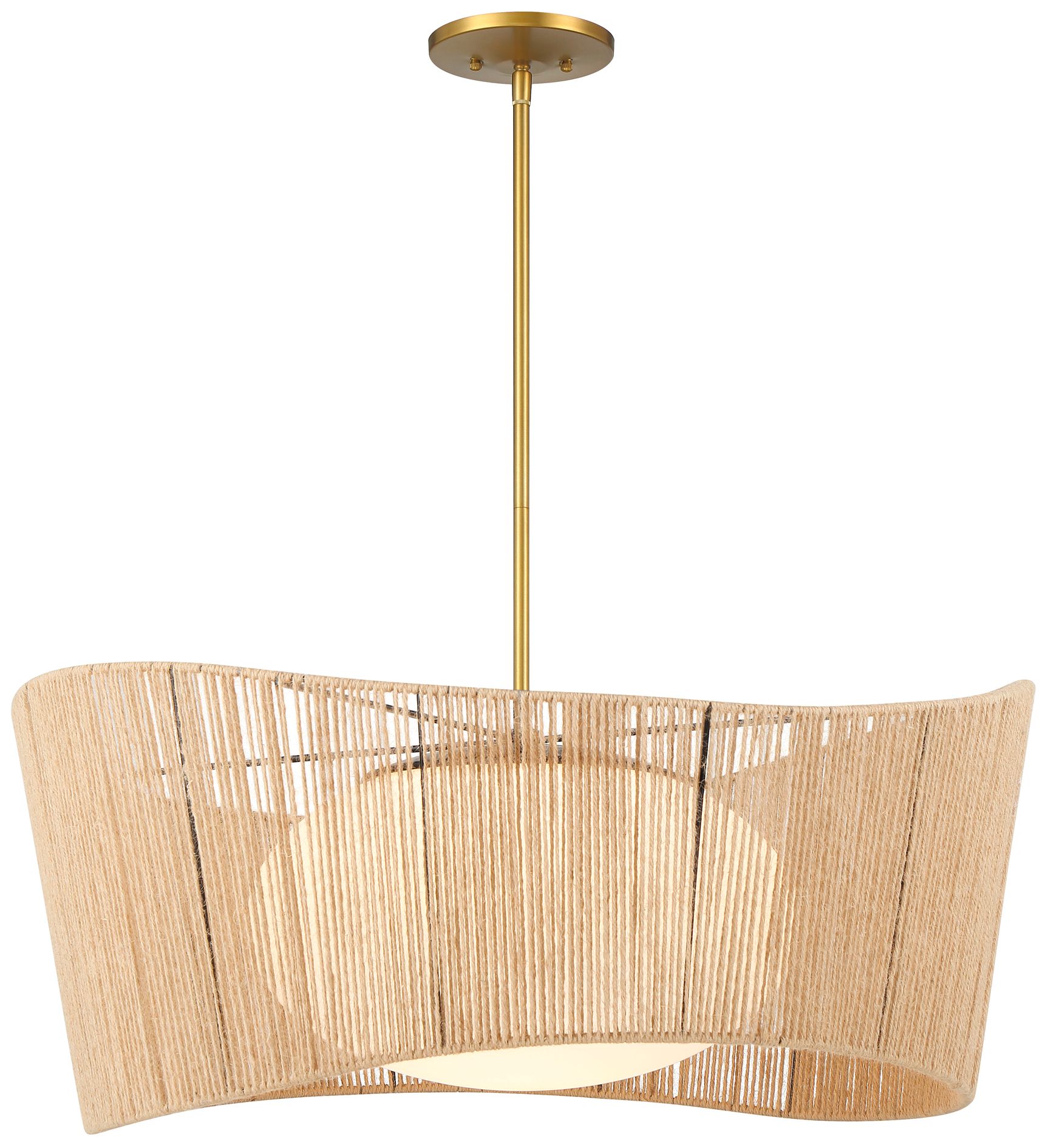 Image 2 Minka-Lavery Key Largo 1-Light Soft Brass Pendant with Etched Opal Glass