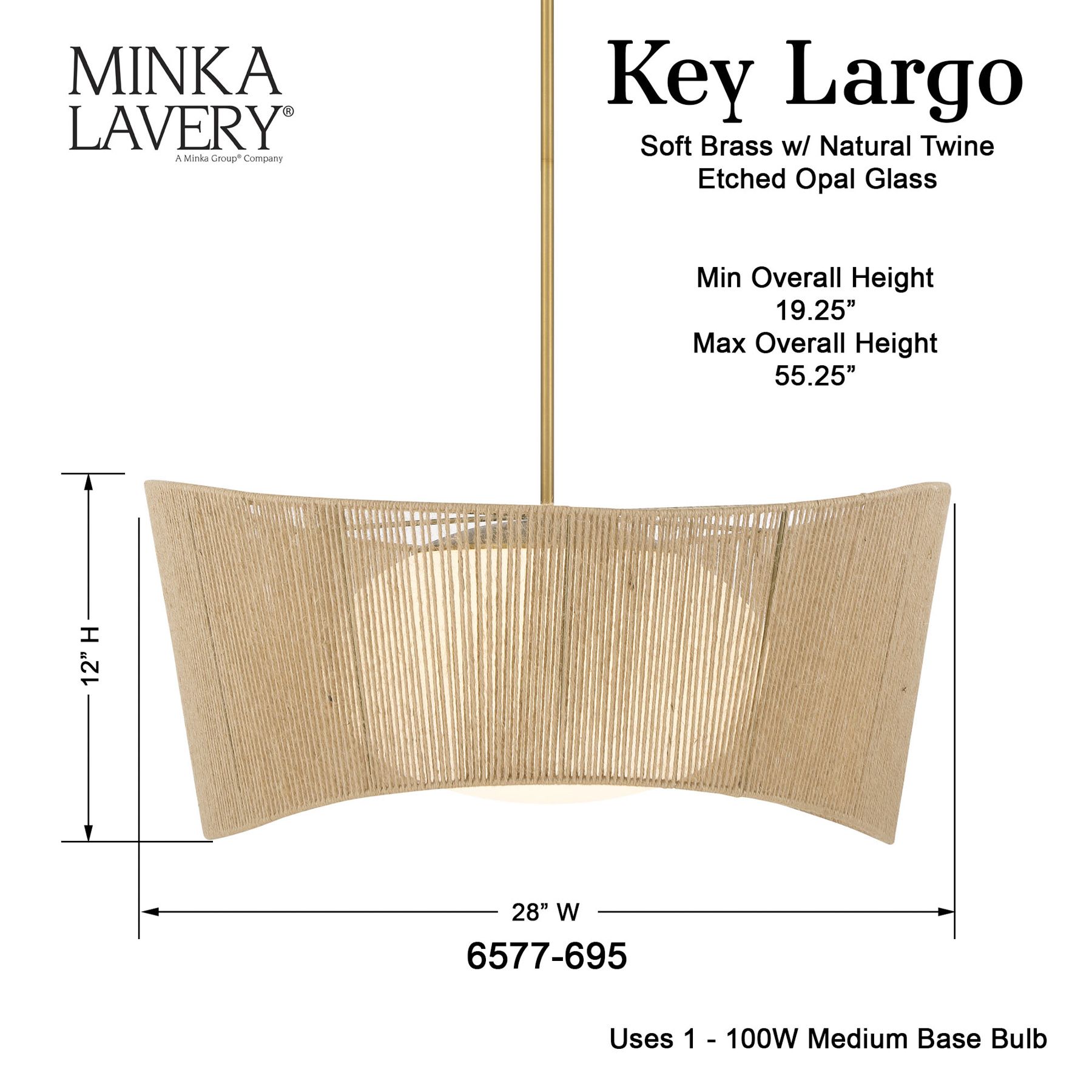 Minka-Lavery Key Largo 1-Light Soft Brass Pendant with Etched Opal Glass