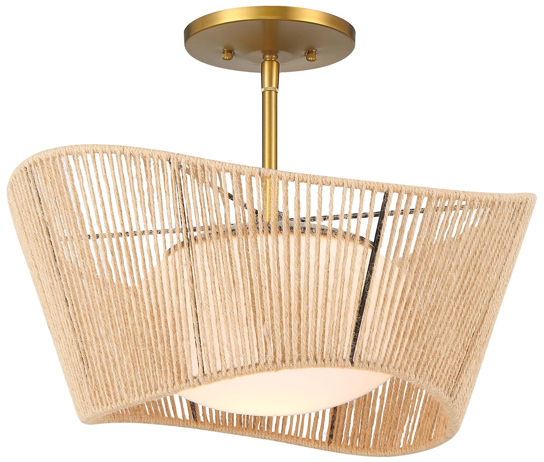 Image 2 Minka-Lavery Key Largo 1-Light Soft Brass Semi Flush Mount with Shade