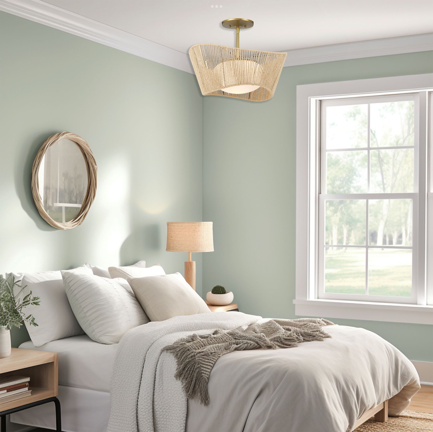 Image 7 Minka-Lavery Key Largo 1-Light Soft Brass Semi Flush Mount with Shade more views