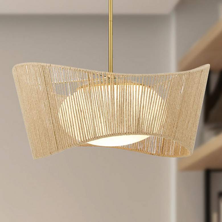 Image 1 Minka-Lavery Key Largo 21" Opal Glass and Rope Modern Pendant Light