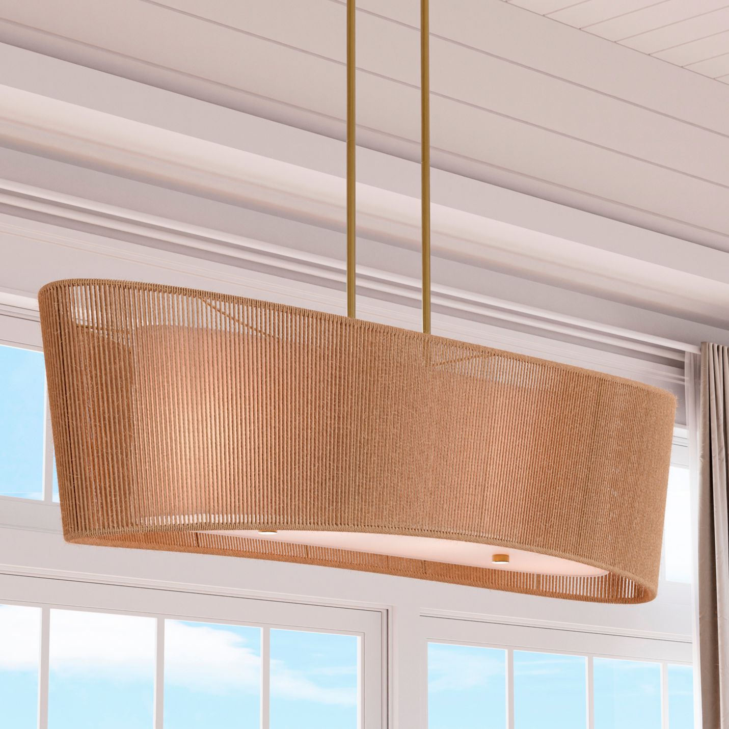 Thumbnail1 of Minka Lavery Key Largo 4-Lt 45-in Soft Brass Linear Chandelier with Shade