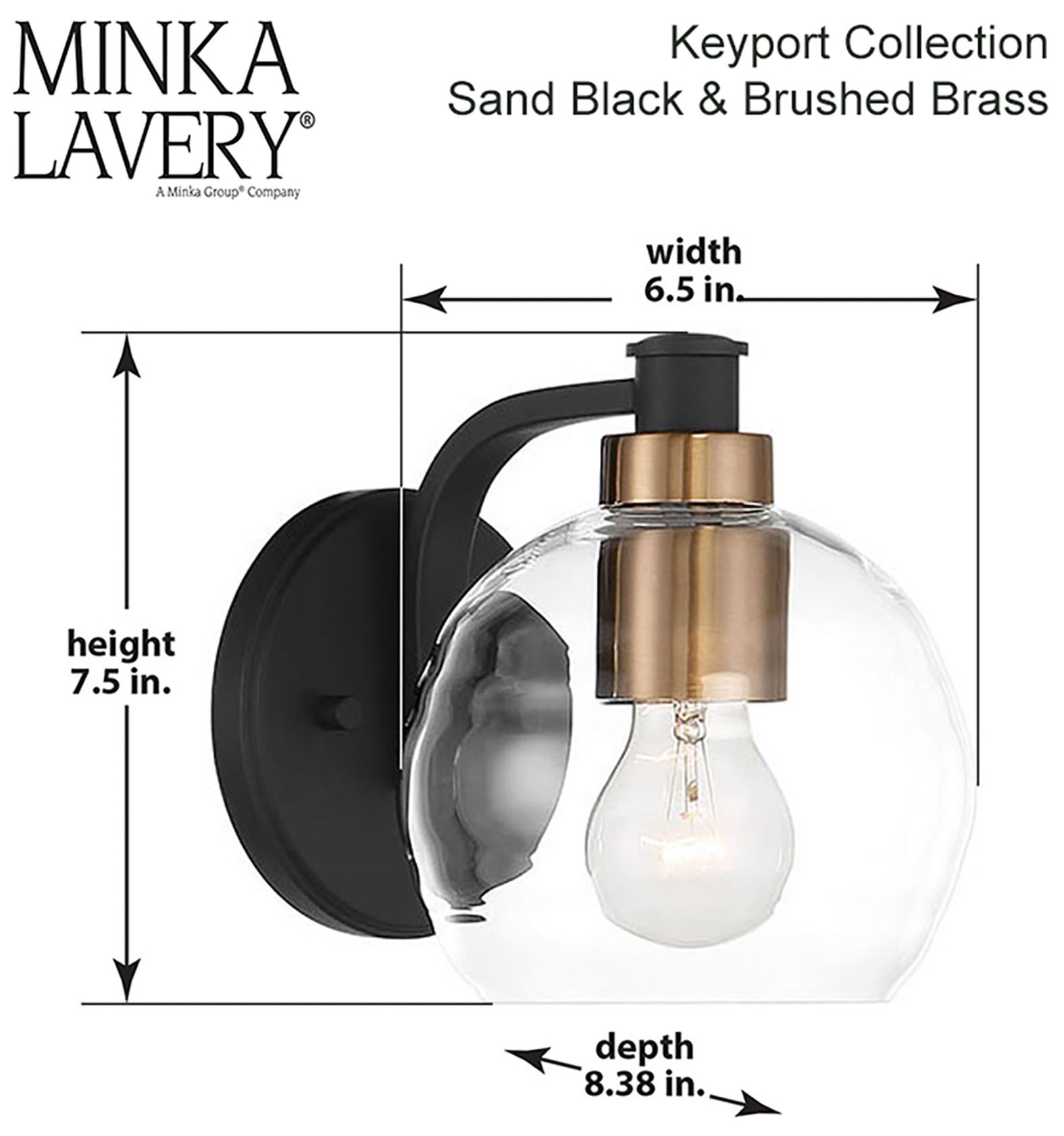 Minka-Lavery Keyport 1-Light Sand Coal and Brass Bath