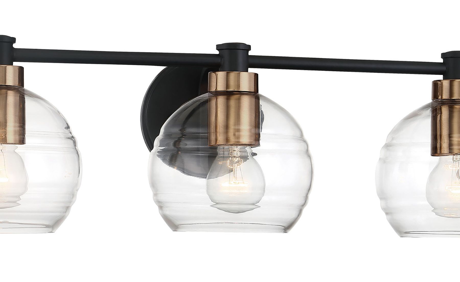 Image 2 Minka-Lavery Keyport 3-Light Sand Black and Brushed Brass Vanity Light more views