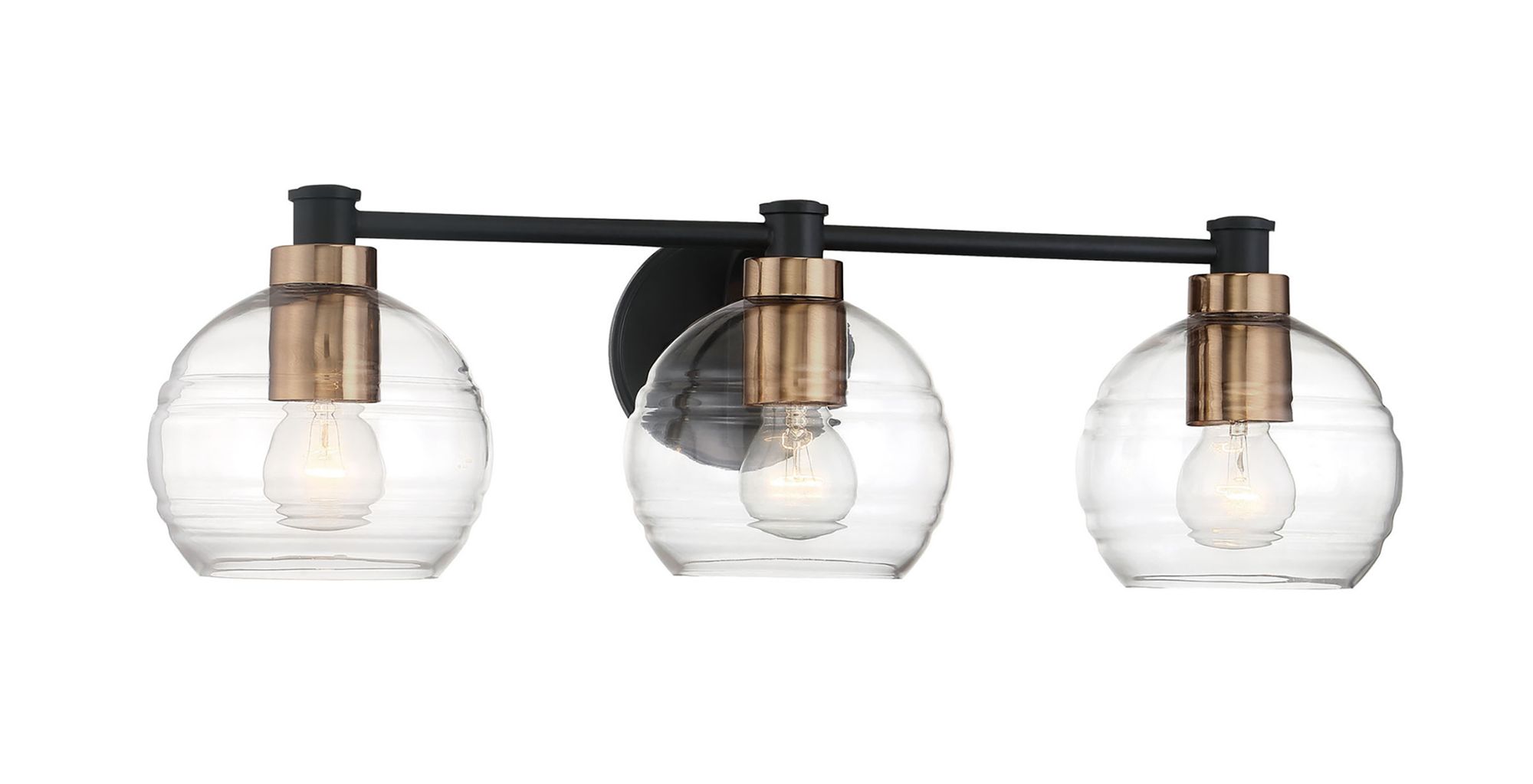 Image 5 Minka-Lavery Keyport 3-Light Sand Black and Brushed Brass Vanity Light more views