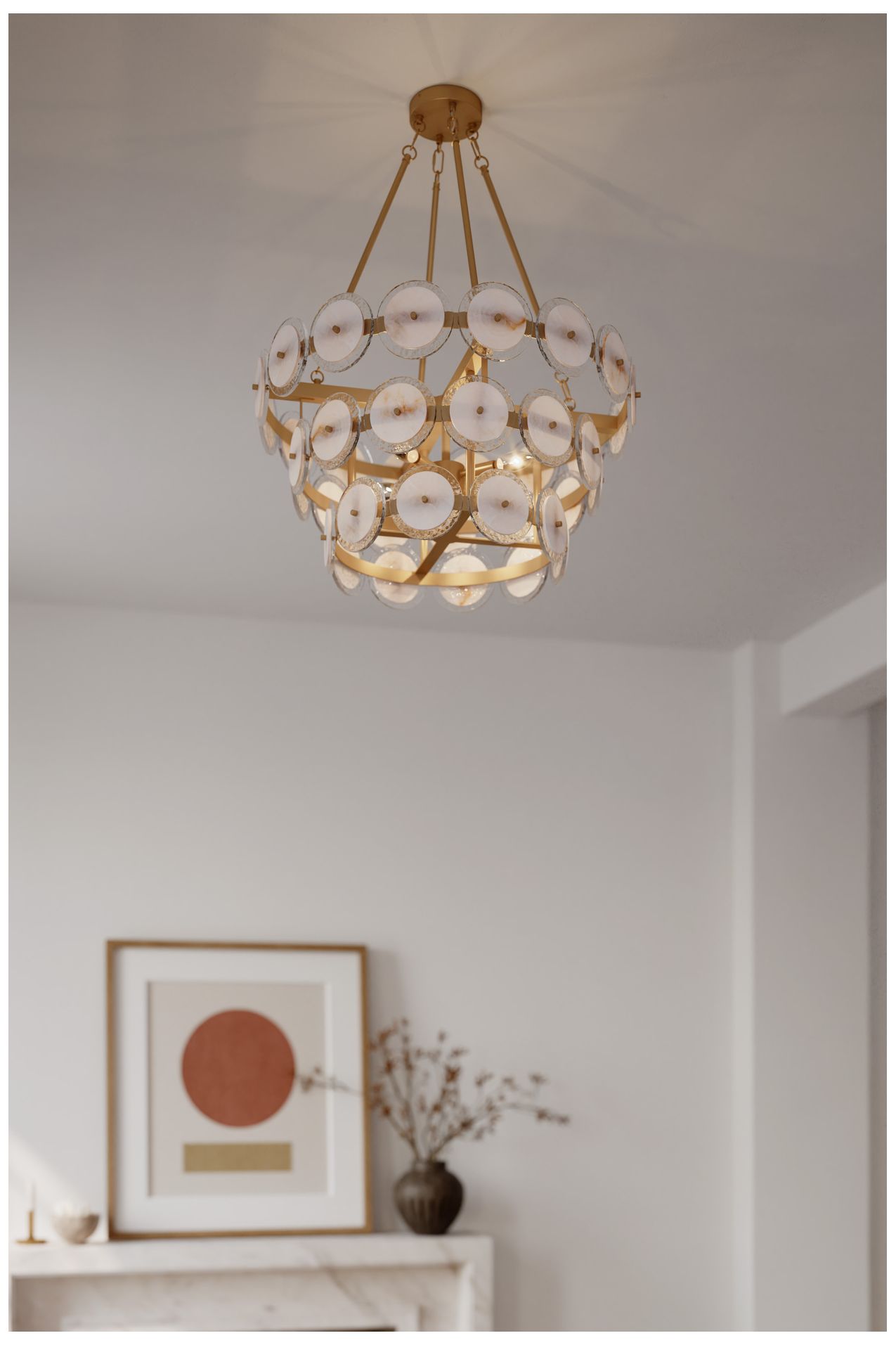 Image 2 Minka Lavery Kintrel 4-Light 28.75-in Legacy Brass Pendant with Glass Discs more views