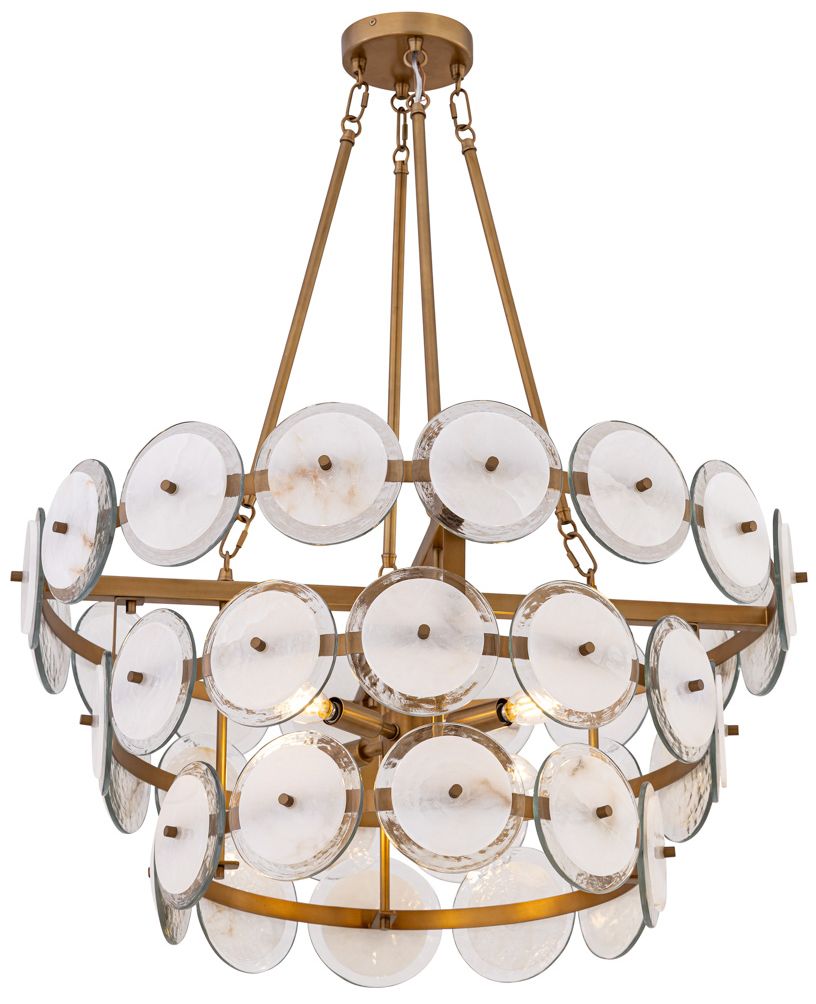 Image 3 Minka Lavery Kintrel 4-Light 28.75-in Legacy Brass Pendant with Glass Discs more views