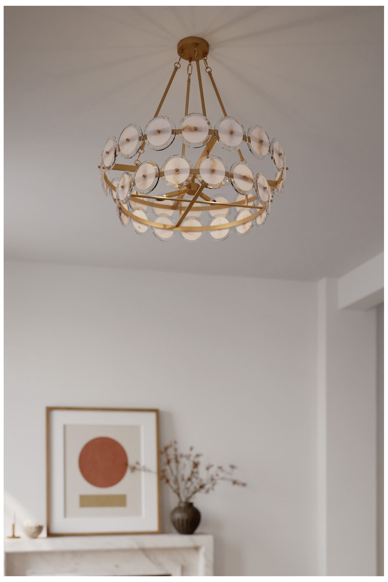 Image 2 Minka Lavery Kintrel 6-Light 31.5-in Legacy Brass Pendant with Glass Discs more views