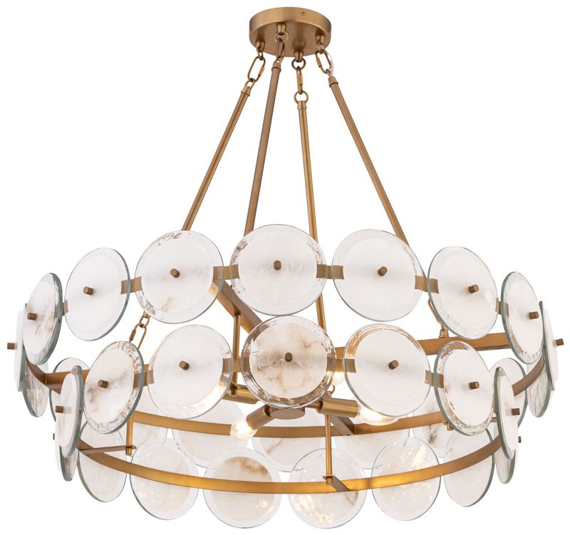Image 3 Minka Lavery Kintrel 6-Light 31.5-in Legacy Brass Pendant with Glass Discs more views