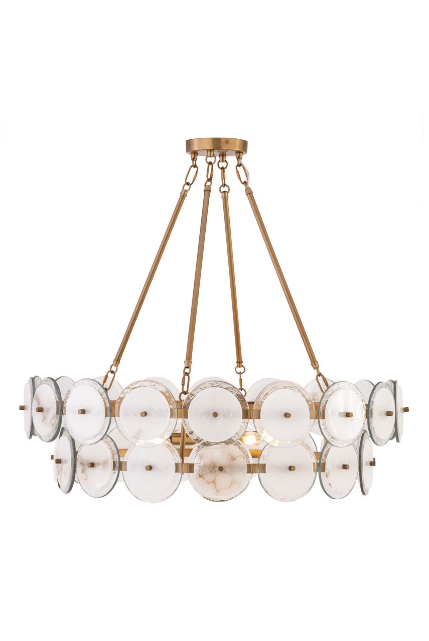 Minka Lavery Kintrel 6-Light 31.5-in Legacy Brass Pendant with Glass Discs