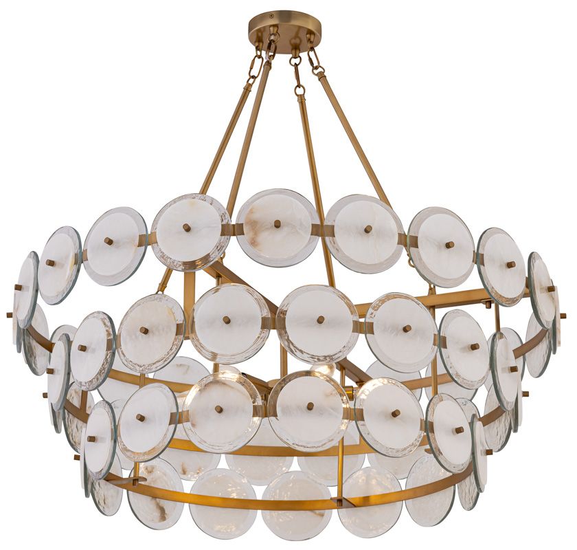 Thumbnail3 of Minka Lavery Kintrel 6-Light 36.5-in Legacy Brass Pendant with Glass Discs more views