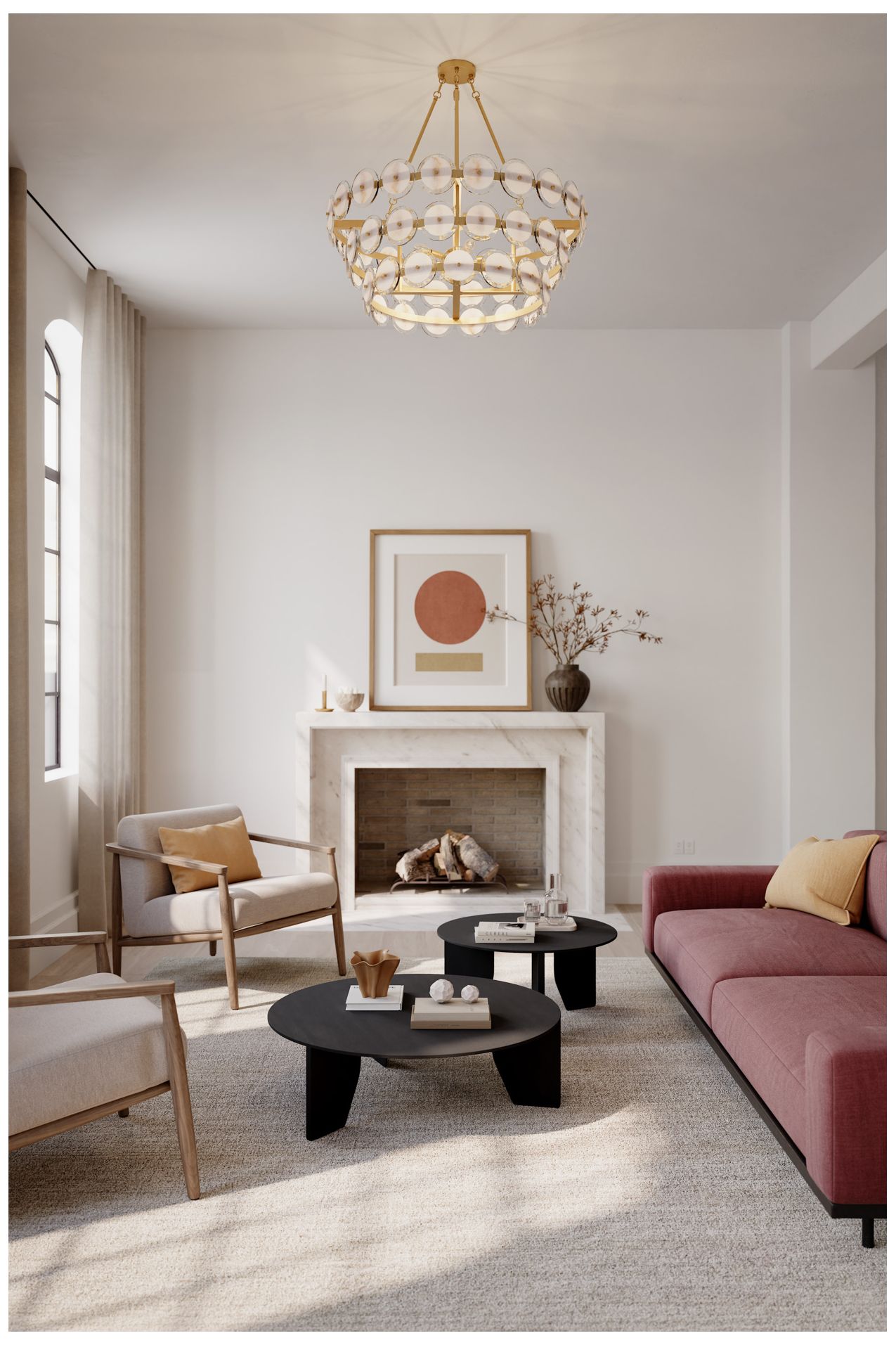 Thumbnail4 of Minka Lavery Kintrel 6-Light 36.5-in Legacy Brass Pendant with Glass Discs more views