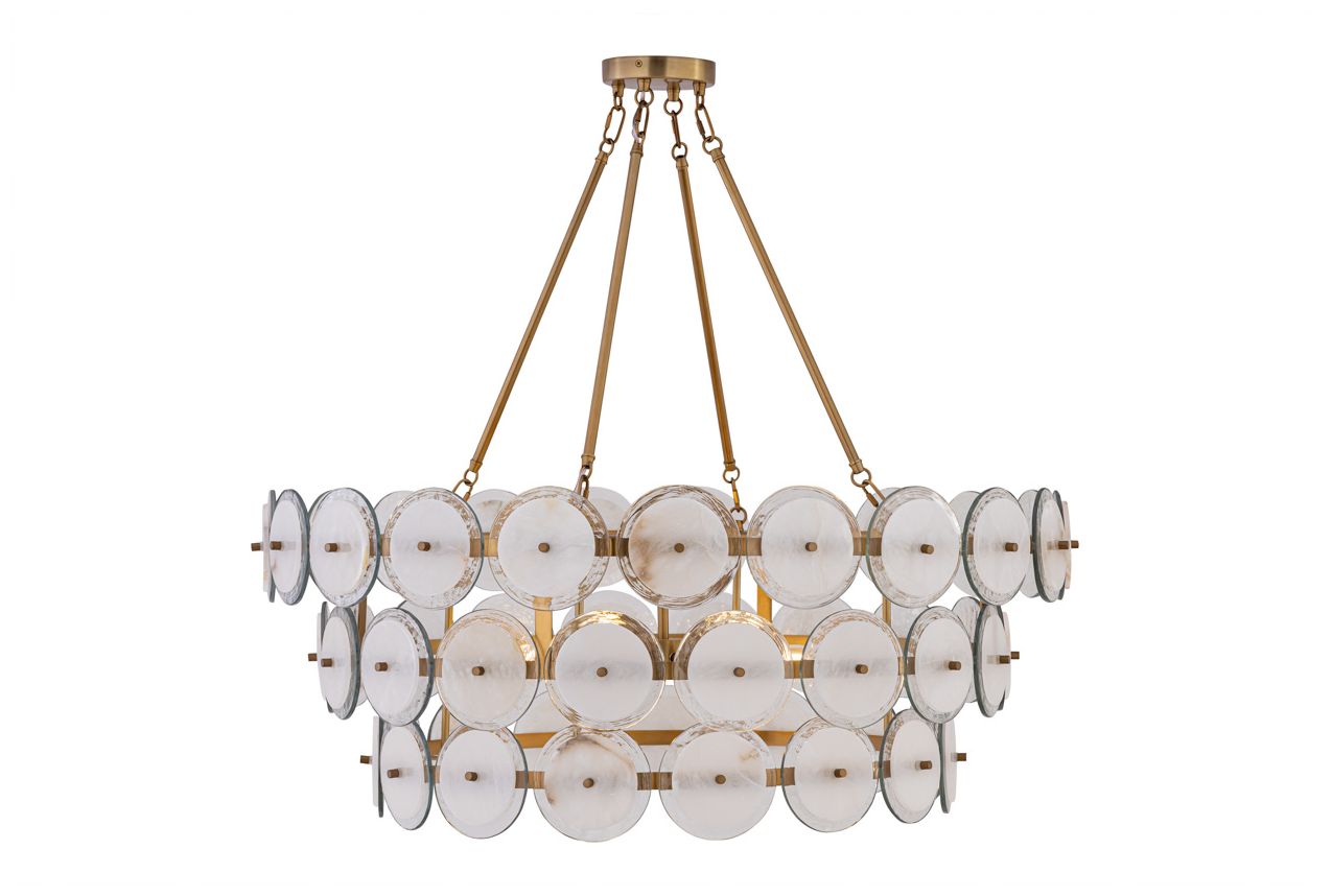 Minka Lavery Kintrel 6-Light 36.5-in Legacy Brass Pendant with Glass Discs