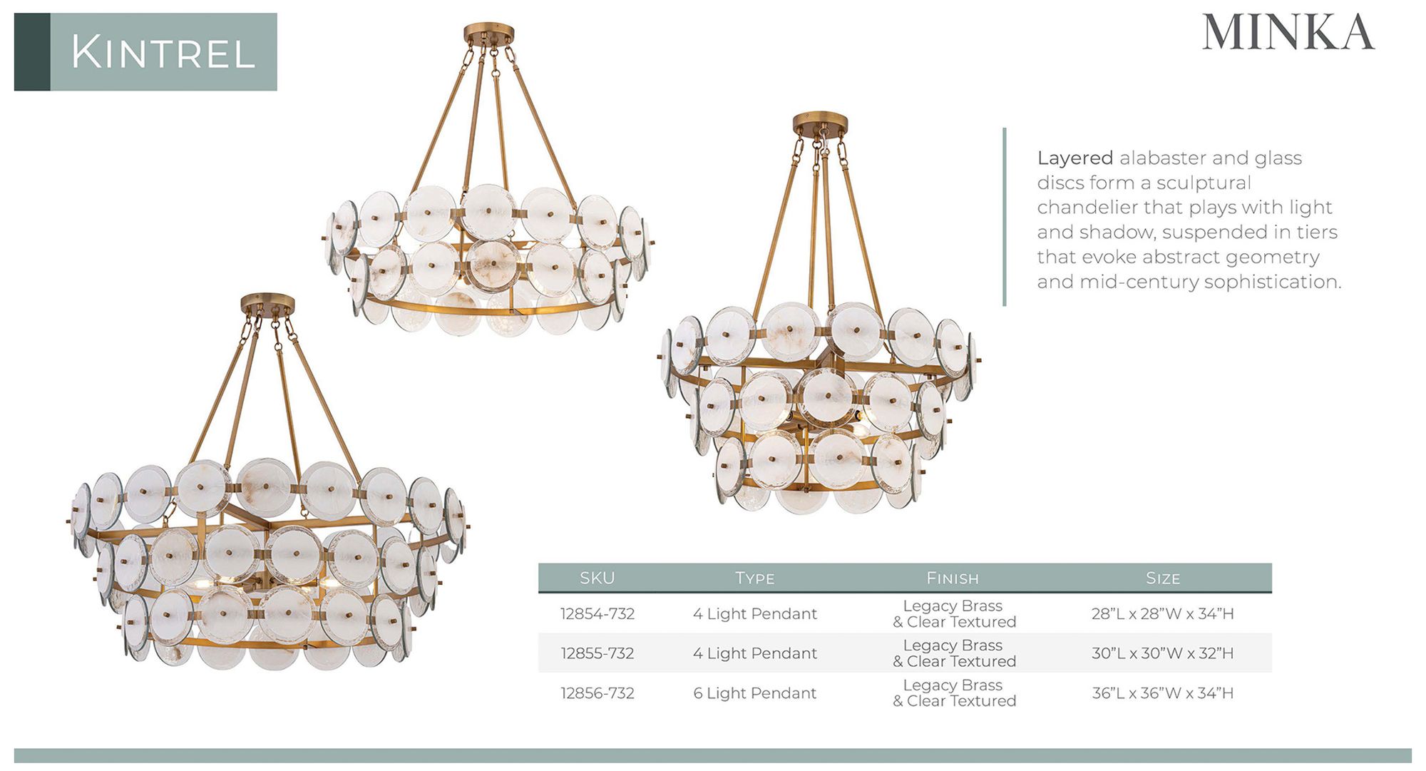 Minka Lavery Kintrel 6-Light 36.5-in Legacy Brass Pendant with Glass Discs