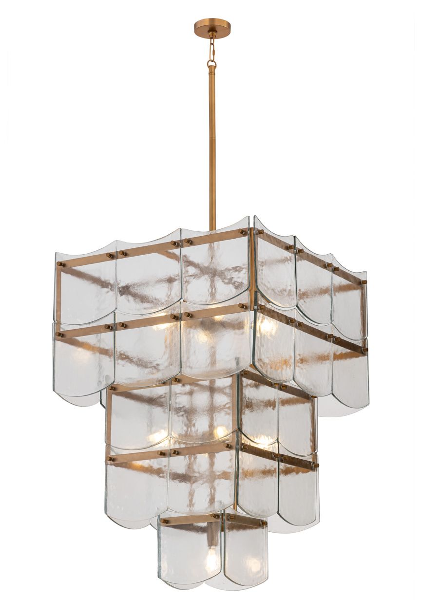 Thumbnail1 of Minka Lavery Kiori 9-Light 22.75-in Legacy Brass Pendant with Glass Shade
