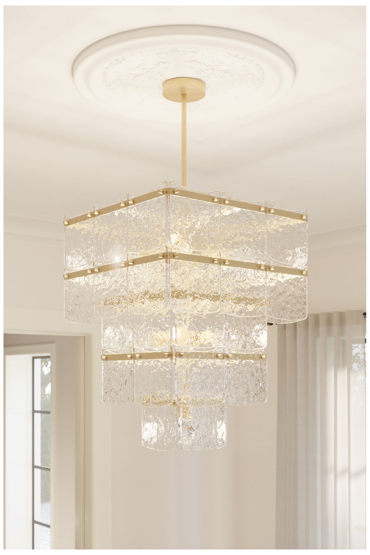 Thumbnail2 of Minka Lavery Kiori 9-Light 22.75-in Legacy Brass Pendant with Glass Shade more views