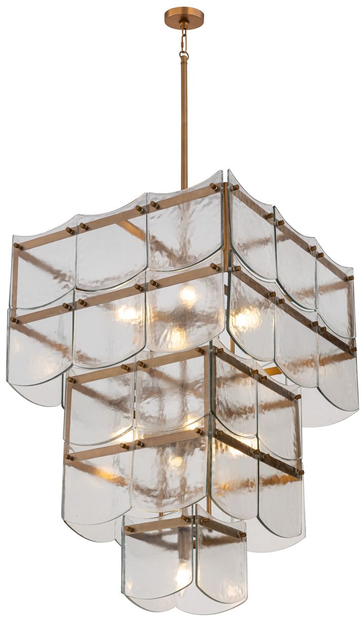 Thumbnail3 of Minka Lavery Kiori 9-Light 22.75-in Legacy Brass Pendant with Glass Shade more views