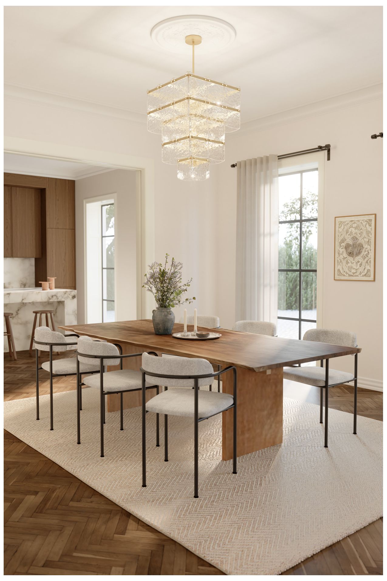 Thumbnail4 of Minka Lavery Kiori 9-Light 22.75-in Legacy Brass Pendant with Glass Shade more views