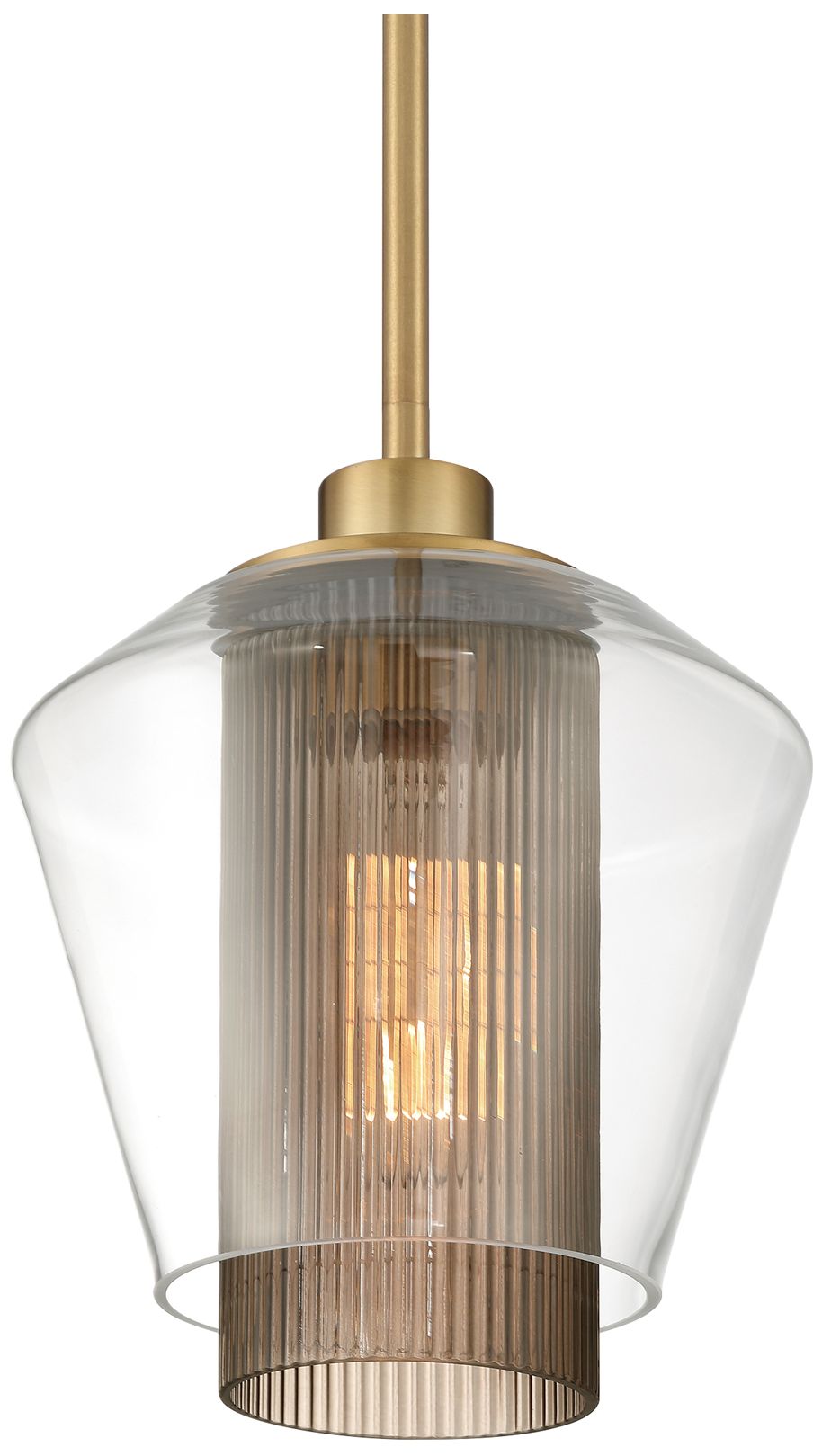 Thumbnail3 of Minka Lavery Kiruna 1-Light 8-in Legacy Brass Mini Pendant with Glass Shade more views