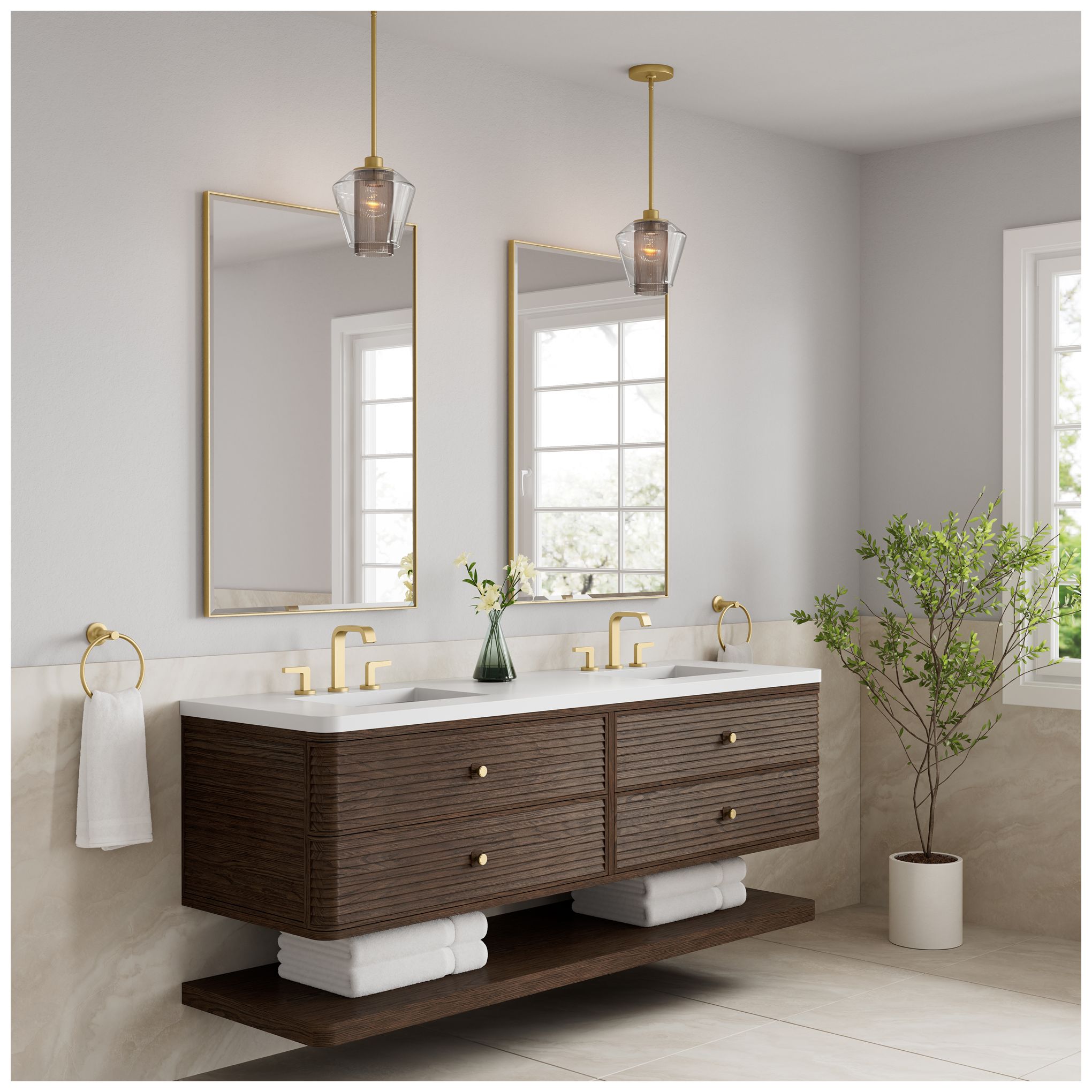 Thumbnail4 of Minka Lavery Kiruna 1-Light 8-in Legacy Brass Mini Pendant with Glass Shade more views